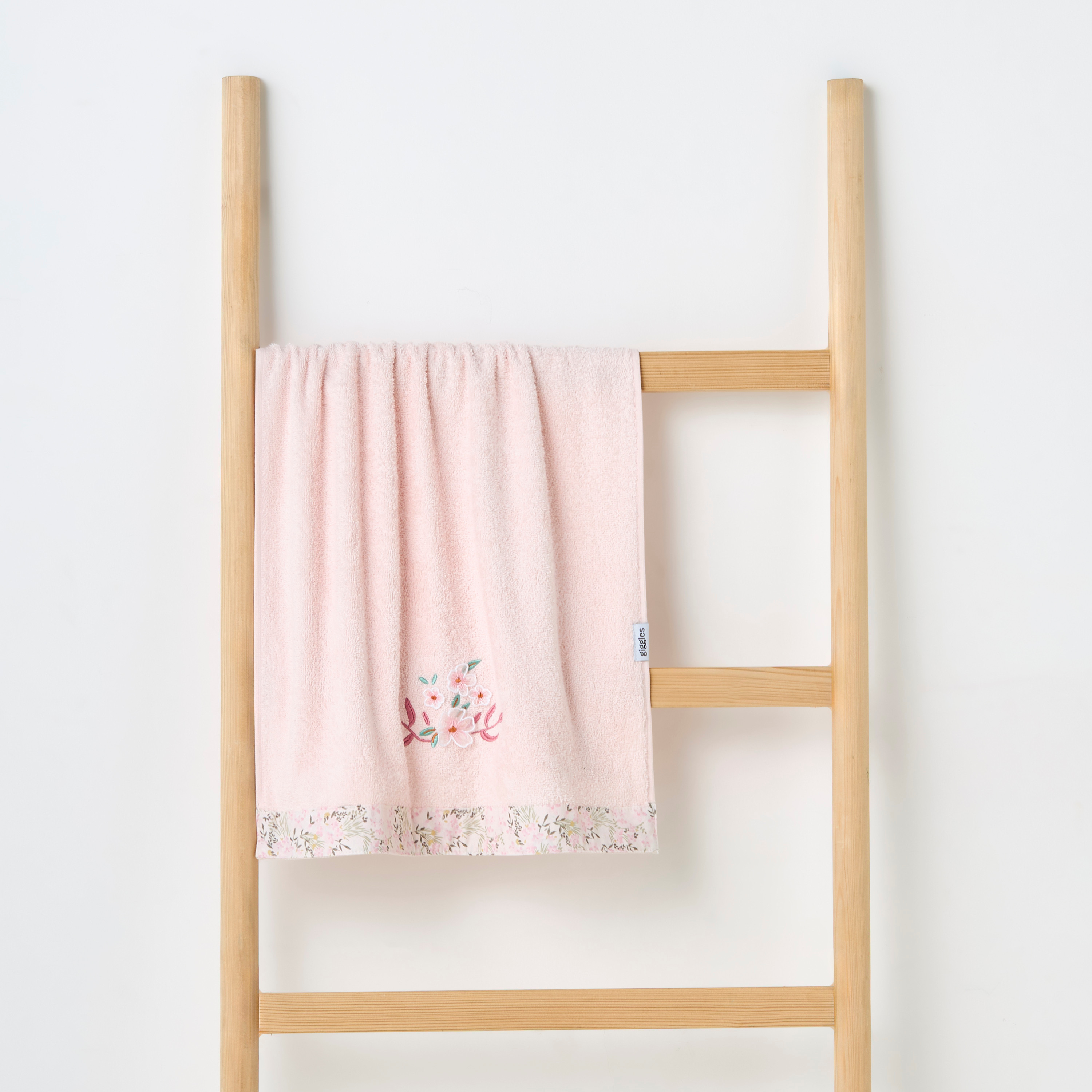 Turkish Cotton Towel with Floral applique - Blush-baby-bathandcare-towels-image-1