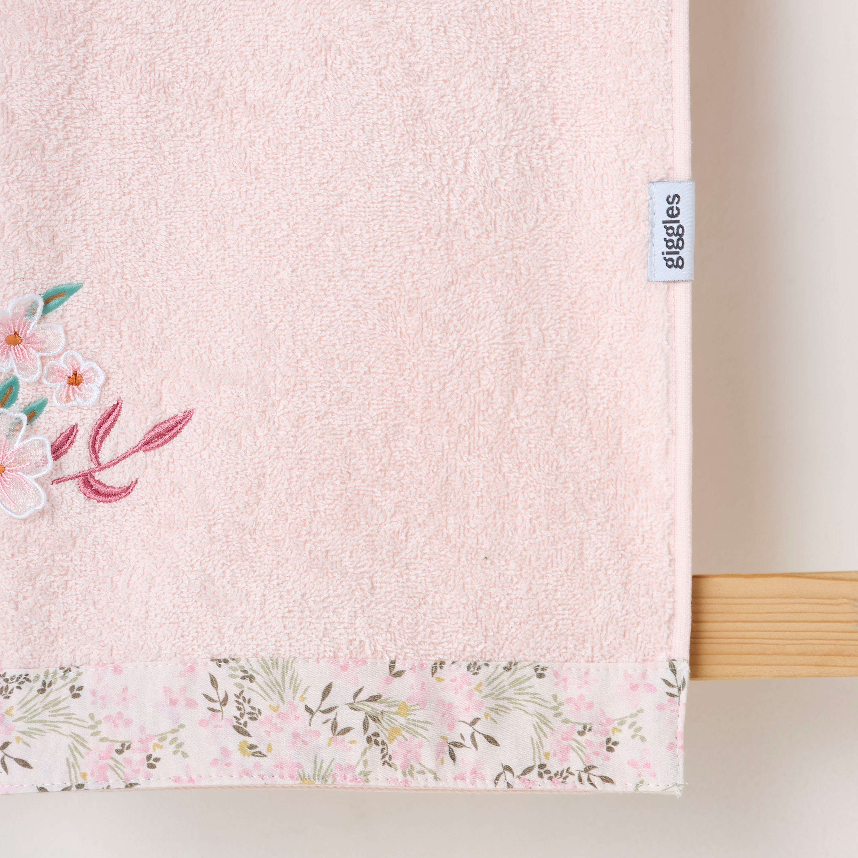 Turkish Cotton Towel with Floral applique - Blush-baby-bathandcare-towels-image-4