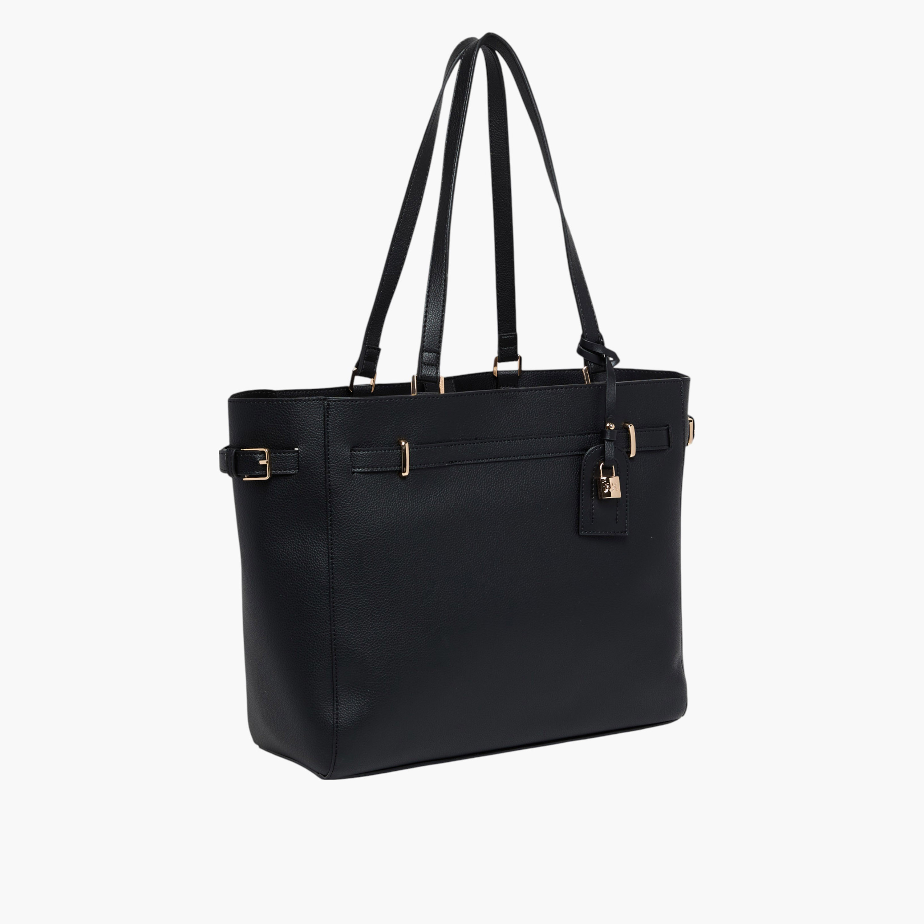 Anne Klein Solid Tote Bag with Double Handles and Lock Charm-women-bagsandwallets-handbags-image-2