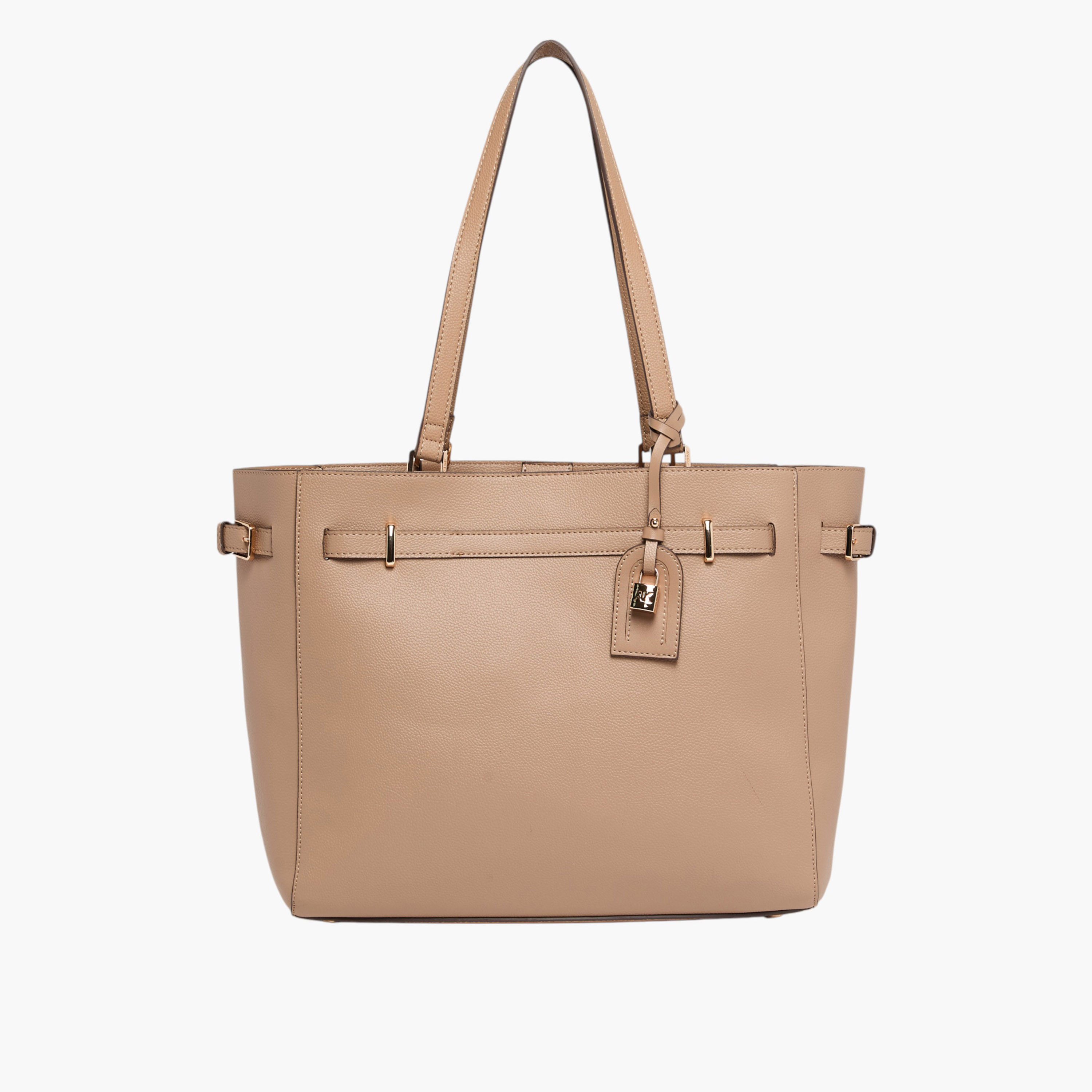 Anne Klein Solid Tote Bag with Double Handles and Lock Charm-women-bagsandwallets-handbags-image-1