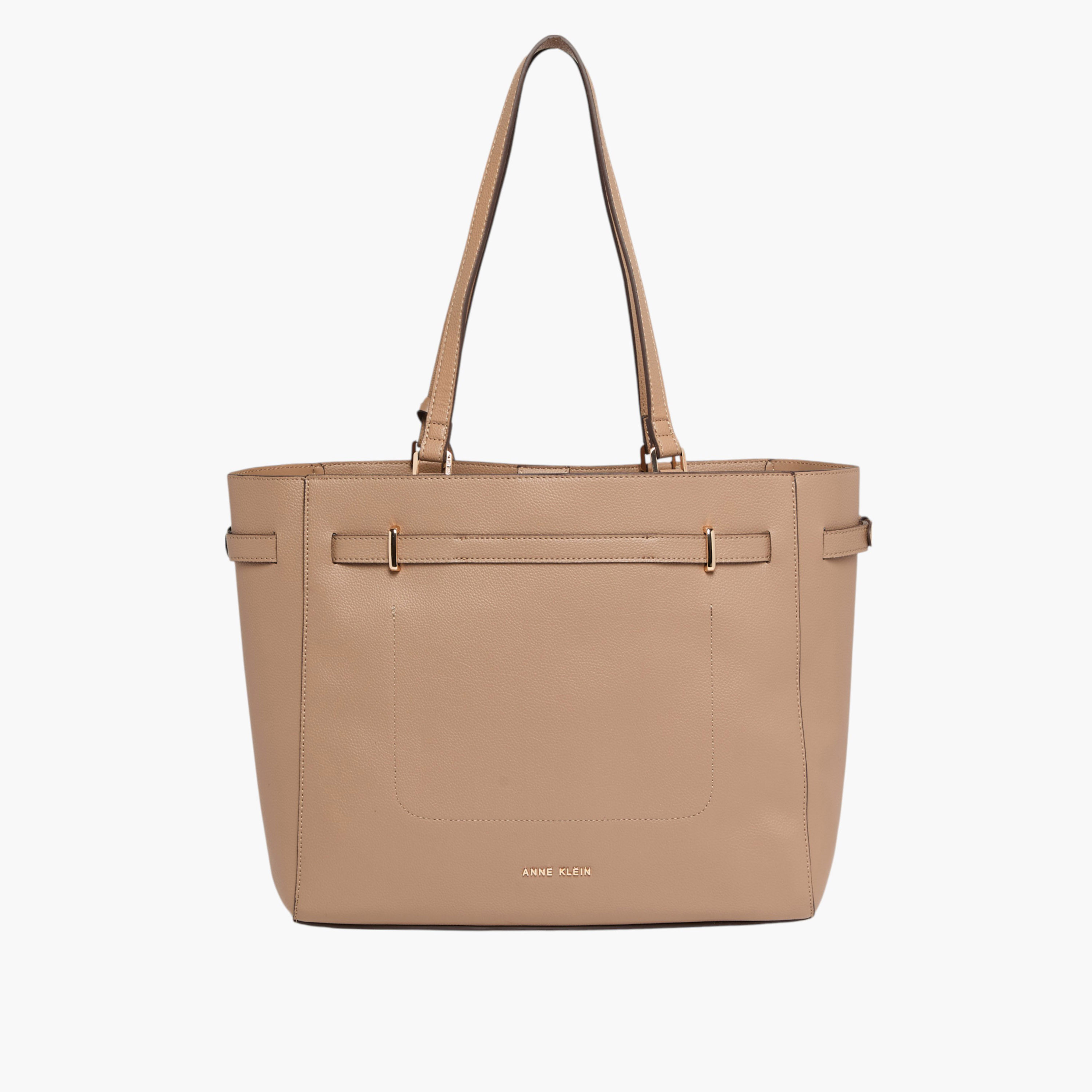 Anne Klein Solid Tote Bag with Double Handles and Lock Charm-women-bagsandwallets-handbags-image-3