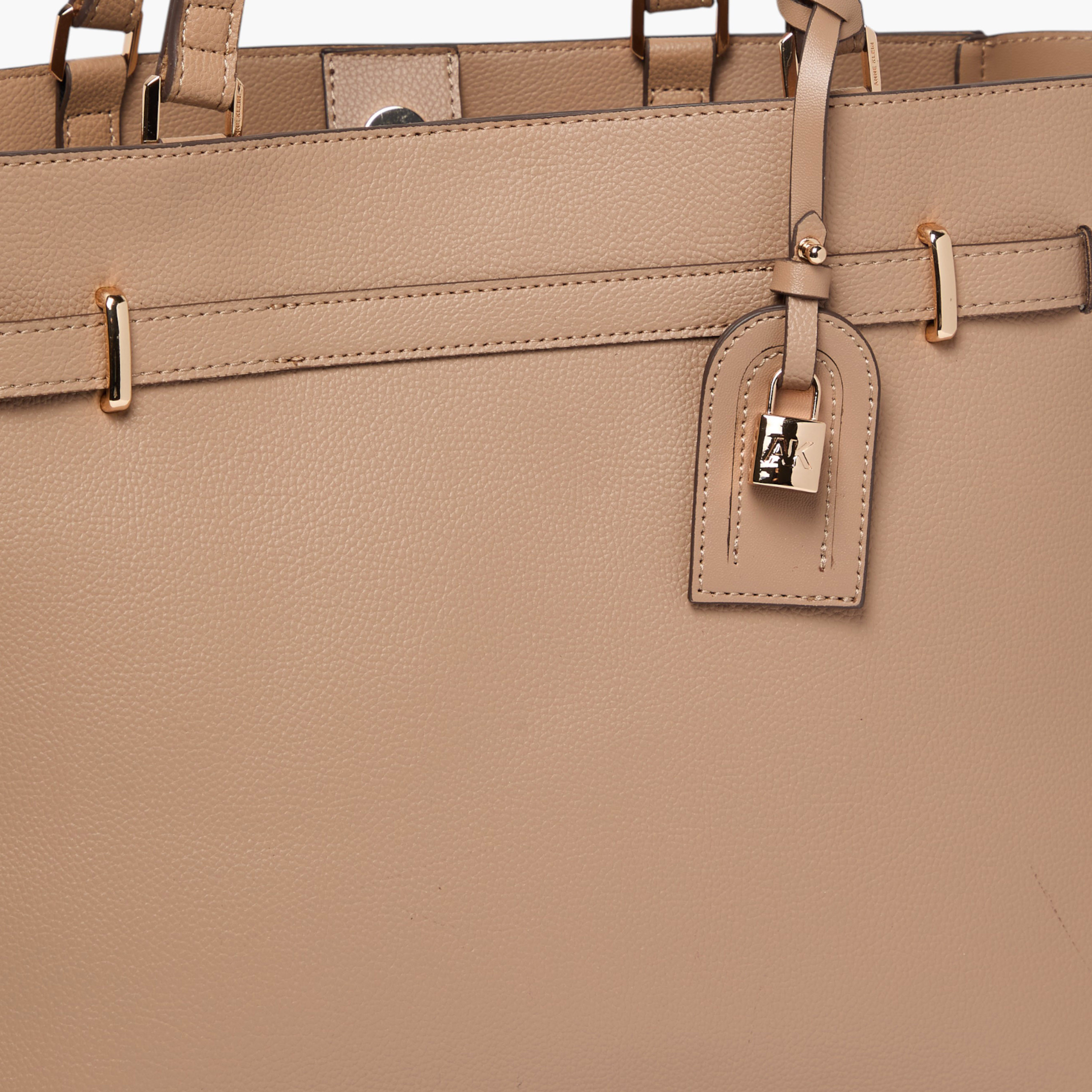 Anne Klein Solid Tote Bag with Double Handles and Lock Charm-women-bagsandwallets-handbags-image-4