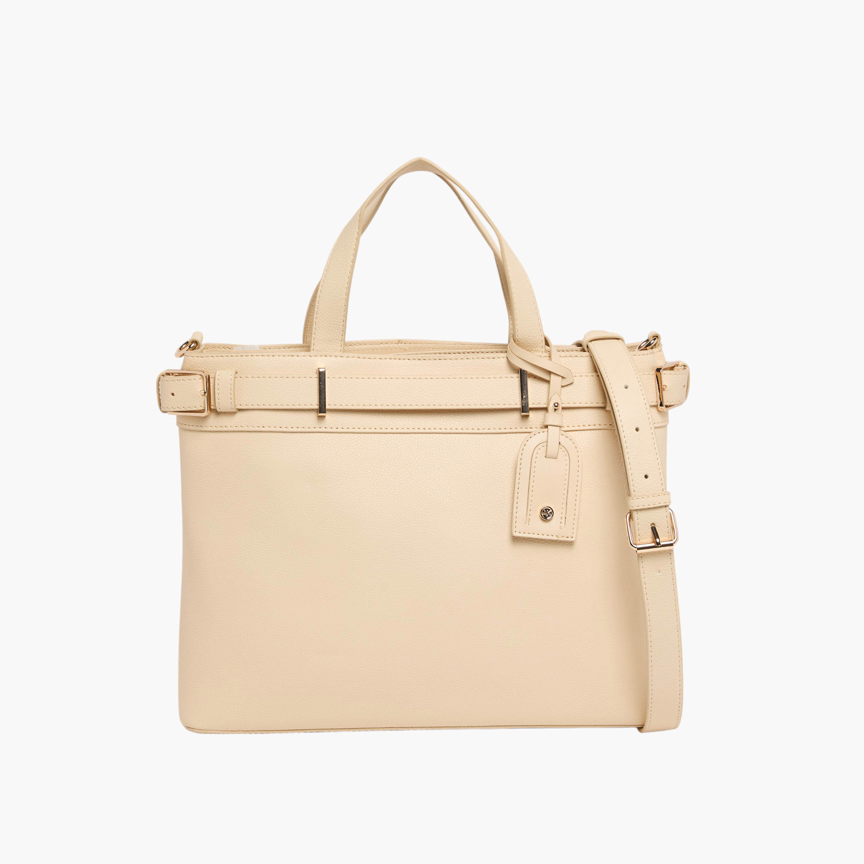 Anne Klein Solid Tote Bag with Double Handle and Magnetic Button Closure-women-bagsandwallets-handbags-image-1