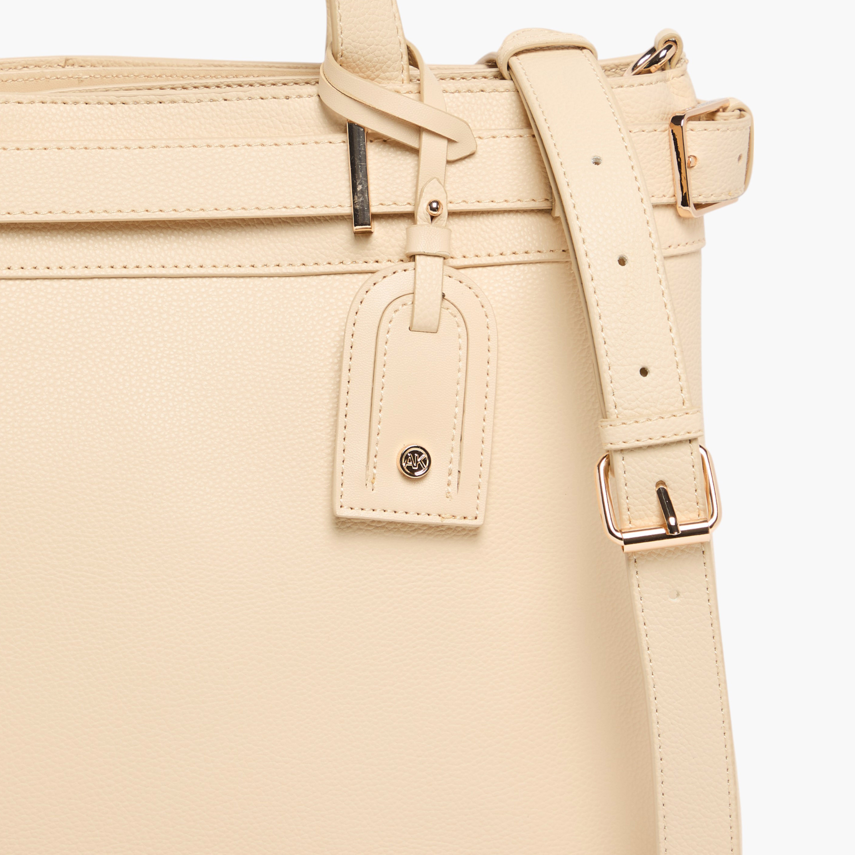 Anne Klein Solid Tote Bag with Double Handle and Magnetic Button Closure-women-bagsandwallets-handbags-image-4