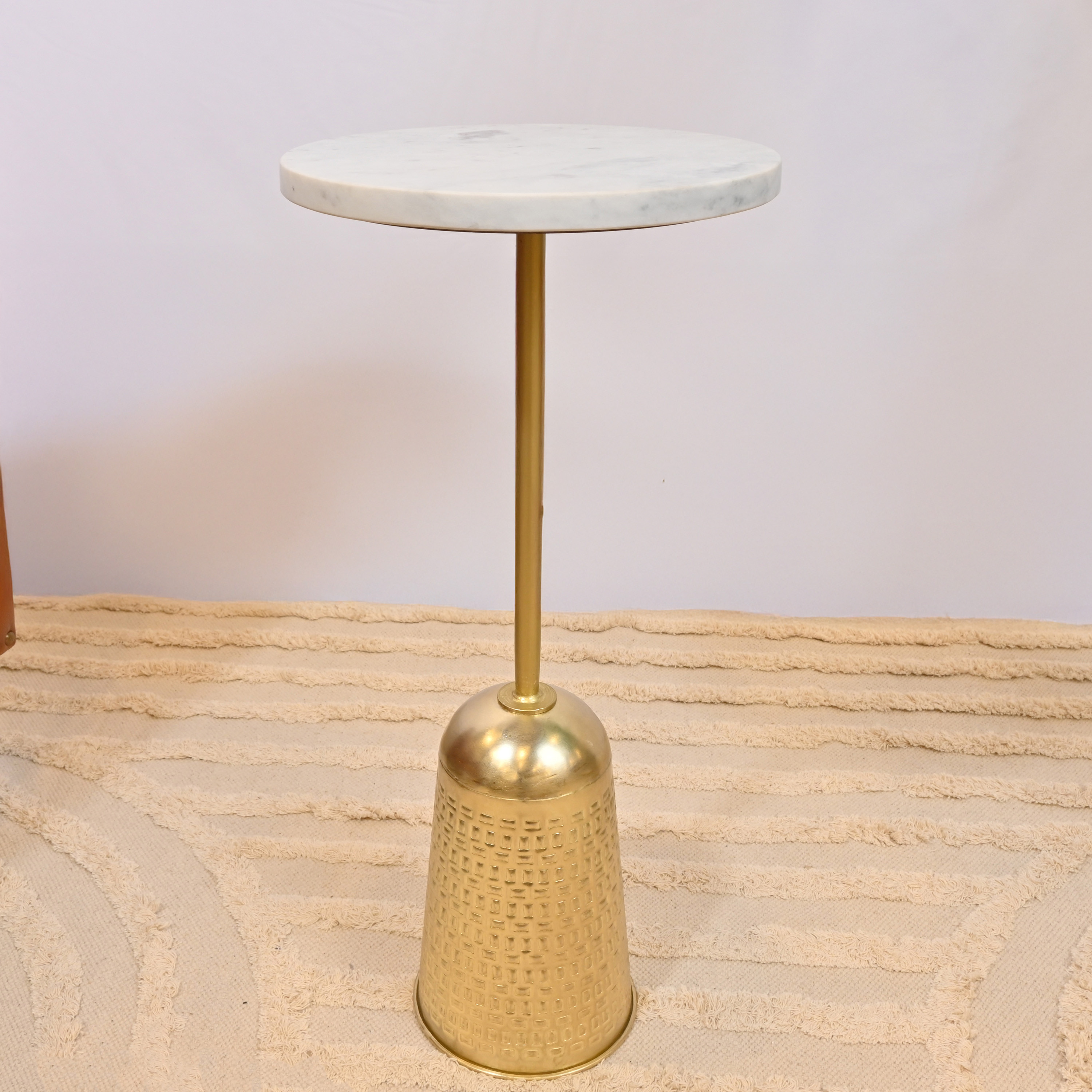 Crafted by Lifestyle Marble Accent Table with Conical Base - 56x26 cms-furniture-livingroom-sideandendtables-image-4