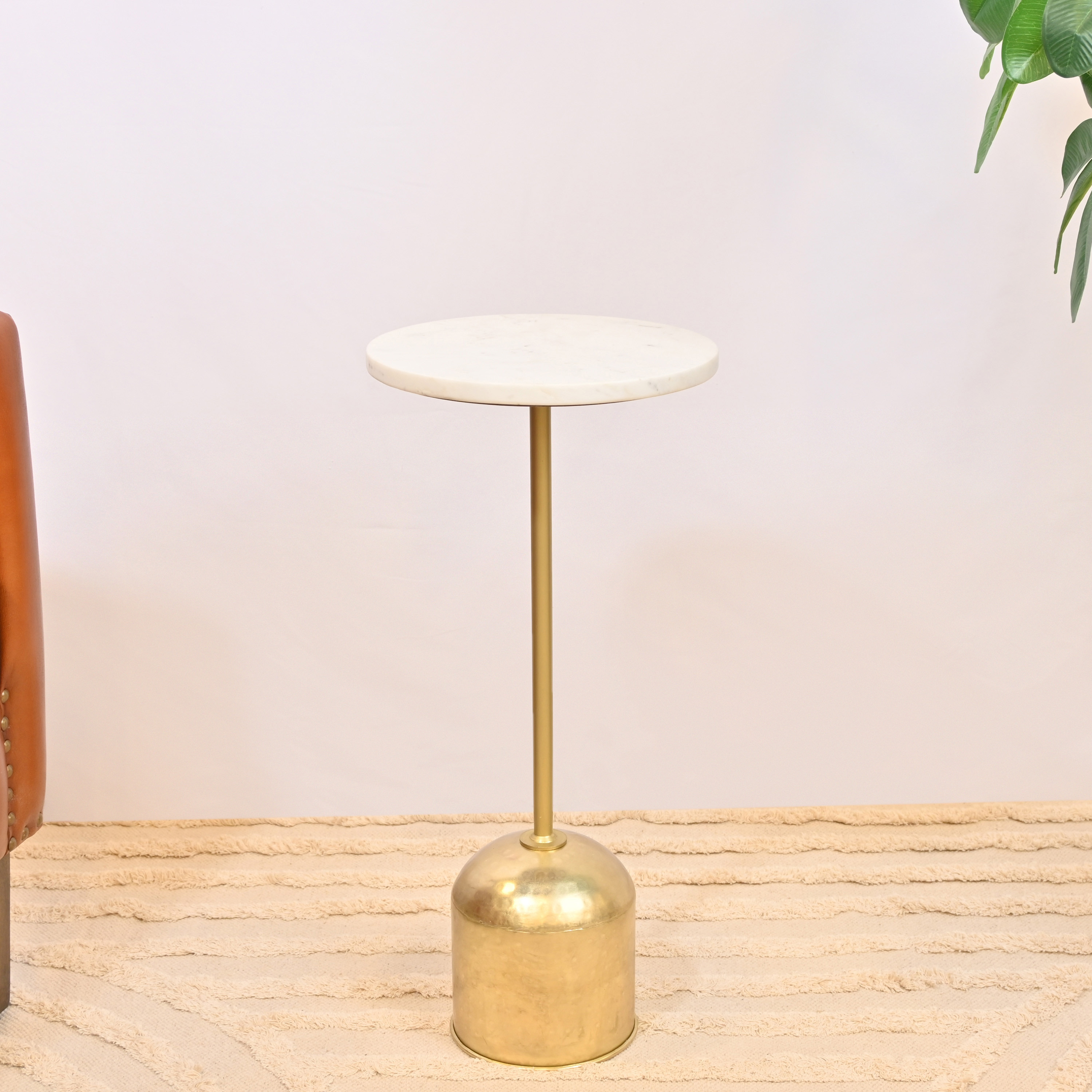 Crafted by Lifestyle Marble Top Accent Table with Pedestal Base - 56 cms-furniture-livingroom-sideandendtables-image-2