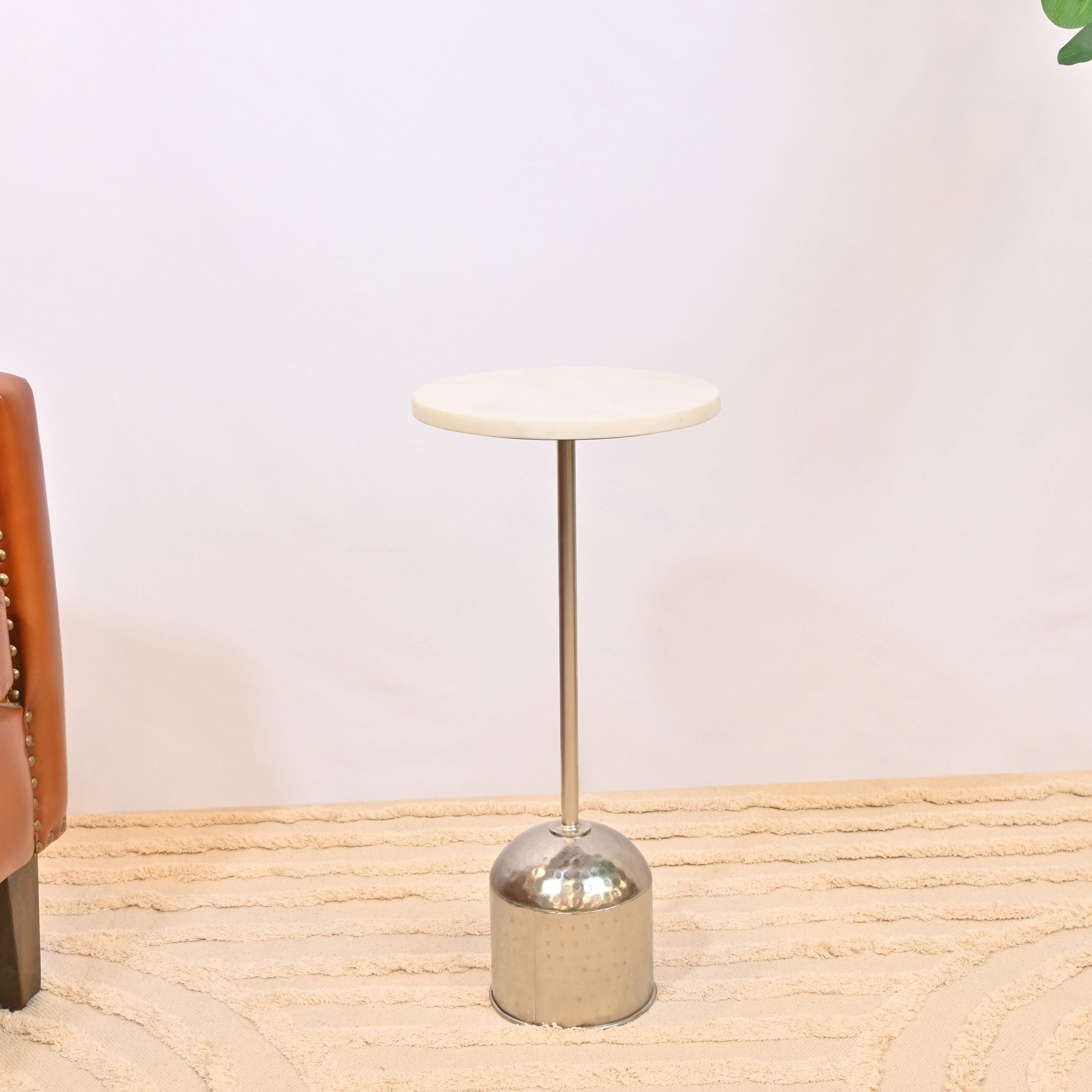Crafted by Lifestyle Marble Top Accent Table with Pedestal Base - 56 cms-furniture-livingroom-sideandendtables-image-2