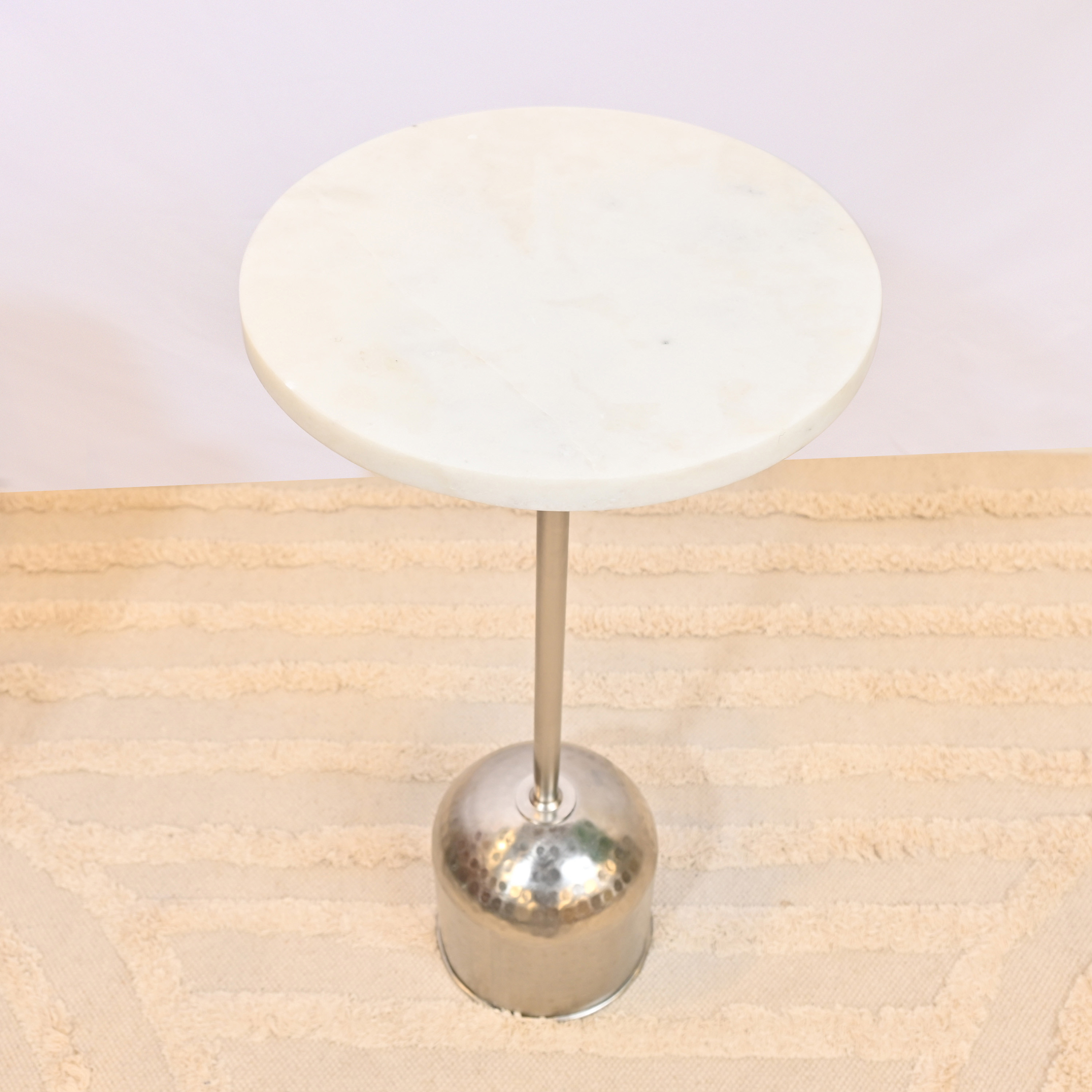 Crafted by Lifestyle Marble Top Accent Table with Pedestal Base - 56 cms-furniture-livingroom-sideandendtables-image-3