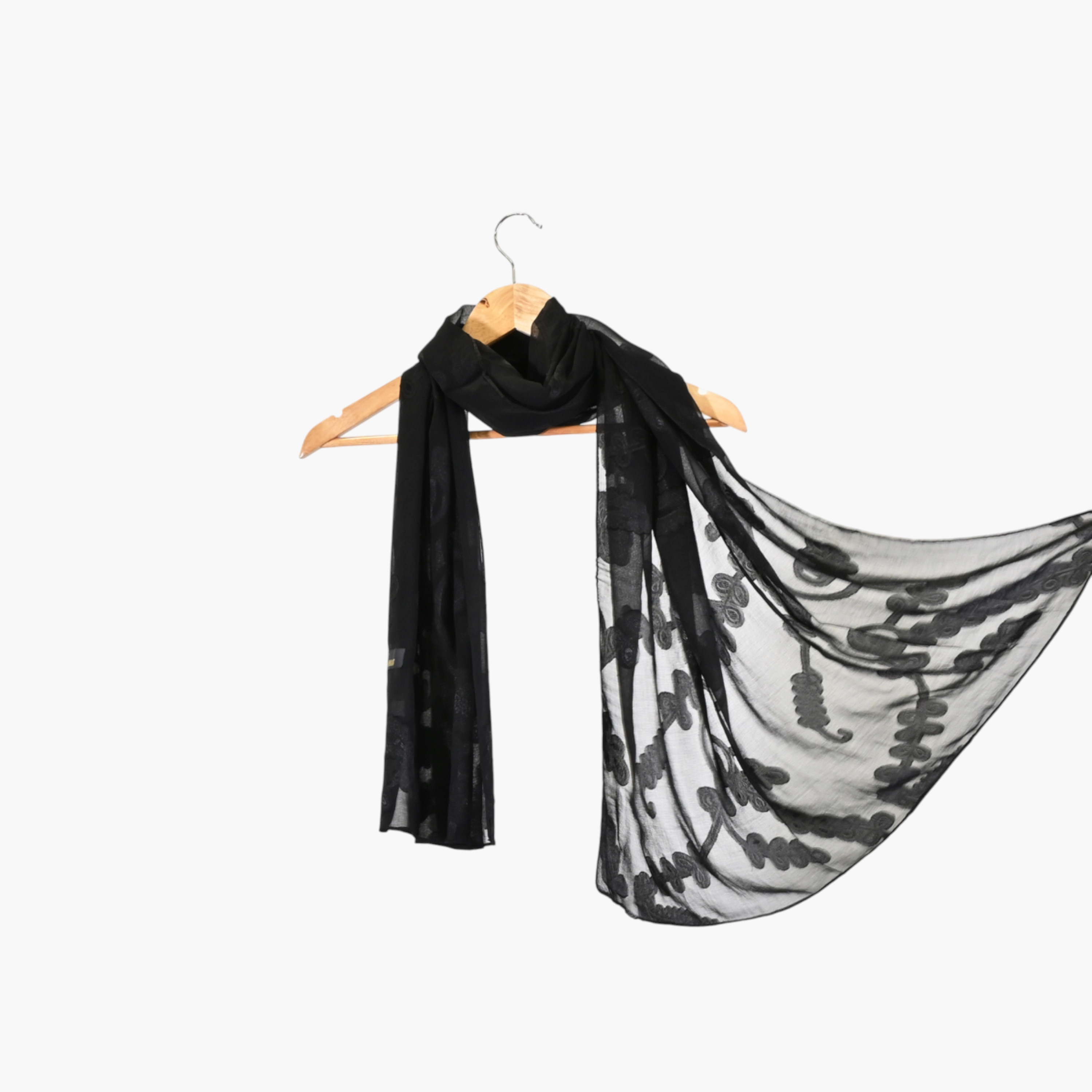 Zora Women's black scarf embroidered-women-clothingaccessories-scarves-image-2