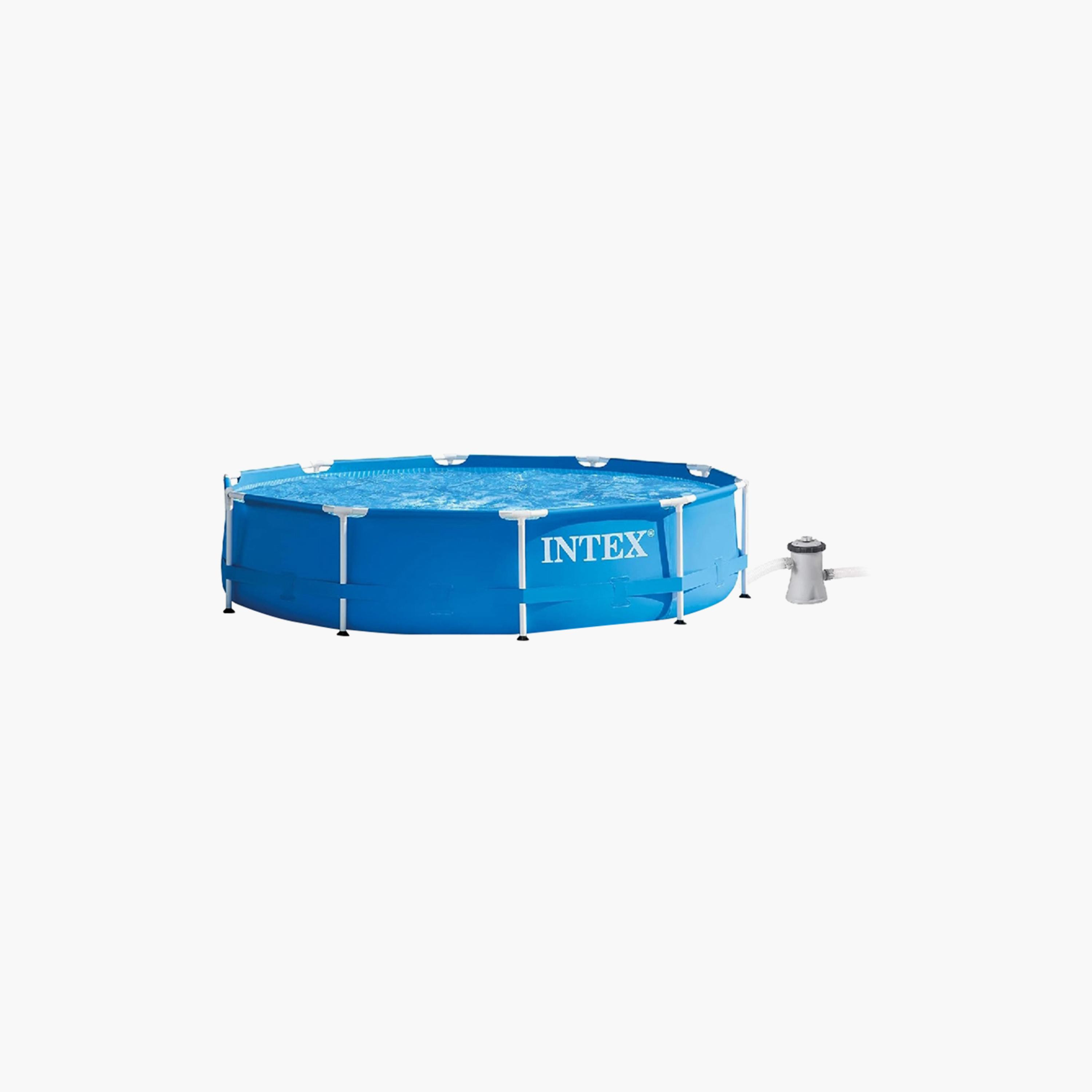 Intex Metal Frame Pool with Pump - 10 x 10 x 2.5 ft-toys-outdoor-poolandbeach-pools-image-1