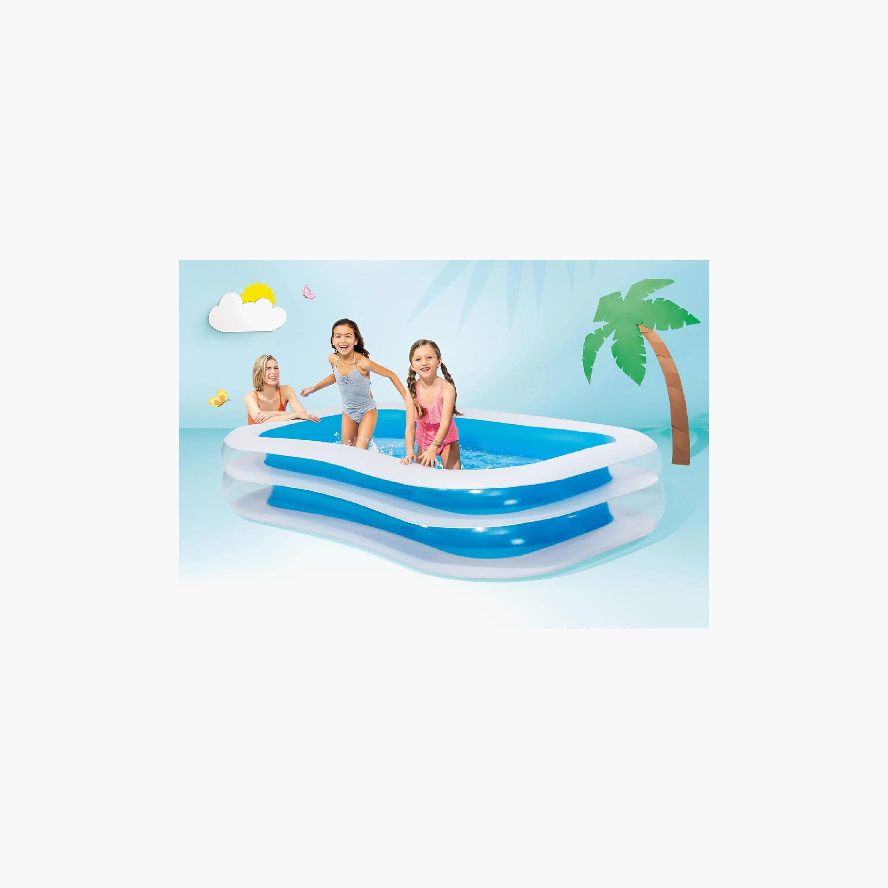 Intex Inflatable Family Swim Centre Pool with Repair Patch kit & Drain Plug - 8.5 x 5.7 x 1.8 ft-toys-outdoor-poolandbeach-floatsandboats-image-2