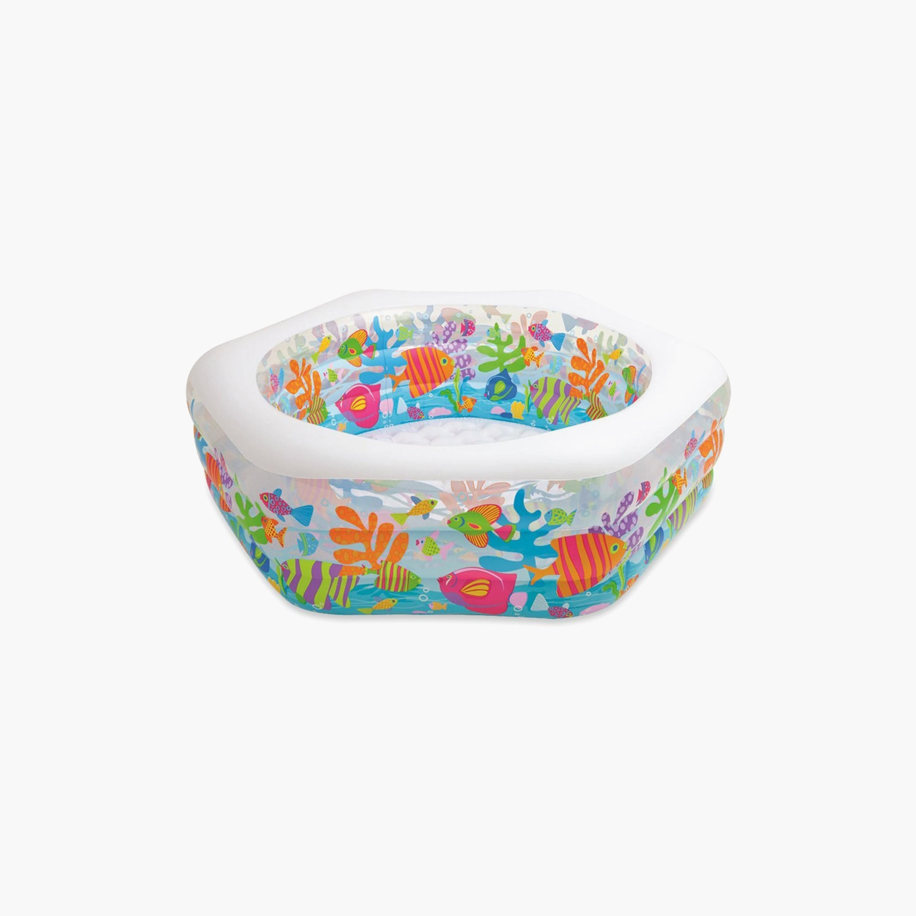 Intex Inflatable Ocean Reef Swim Pool with Repair Patch kit & Drain Plug - 6.2 x 5.8 x 2 ft-toys-outdoor-poolandbeach-floatsandboats-image-1