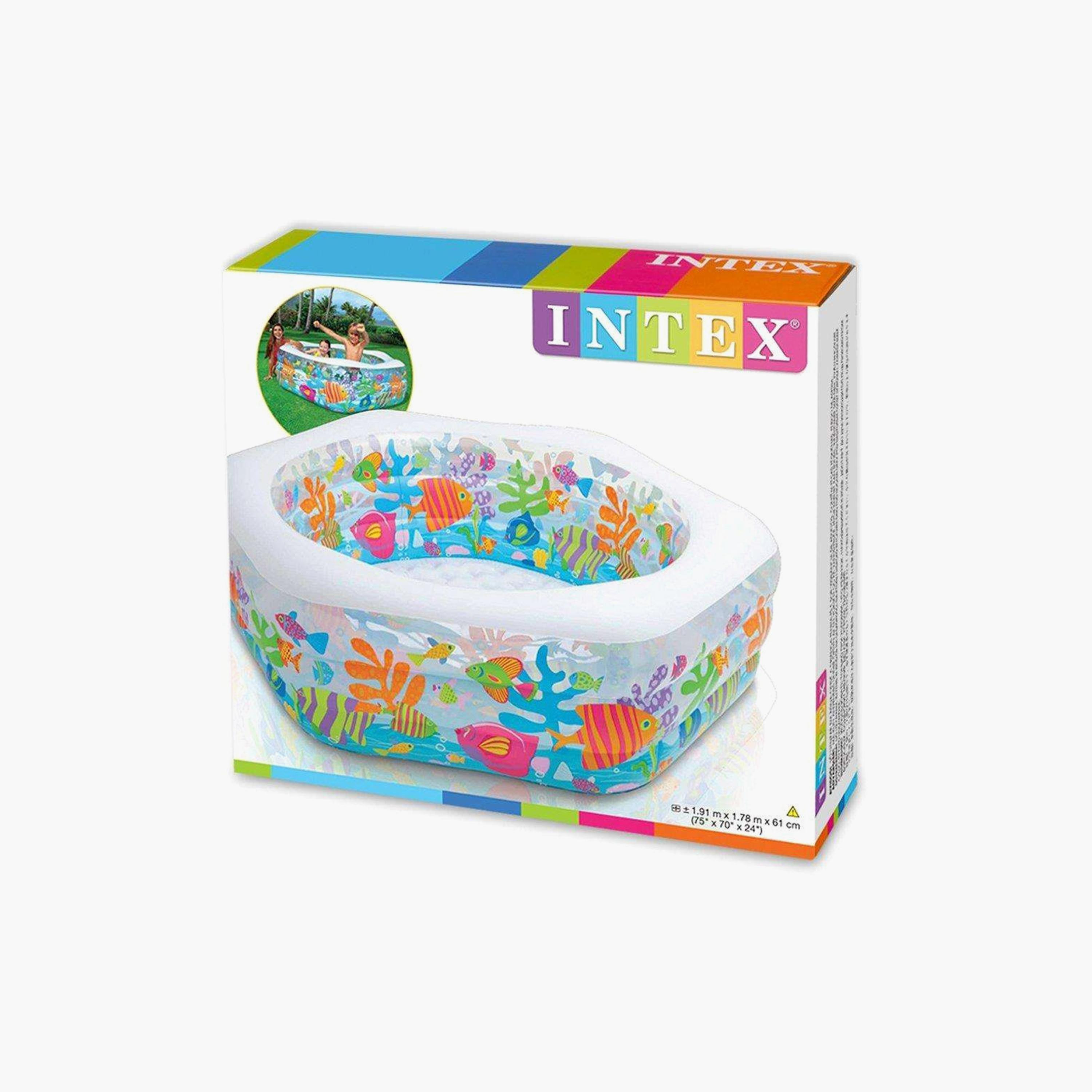 Intex Inflatable Ocean Reef Swim Pool with Repair Patch kit & Drain Plug - 6.2 x 5.8 x 2 ft-toys-outdoor-poolandbeach-floatsandboats-image-3