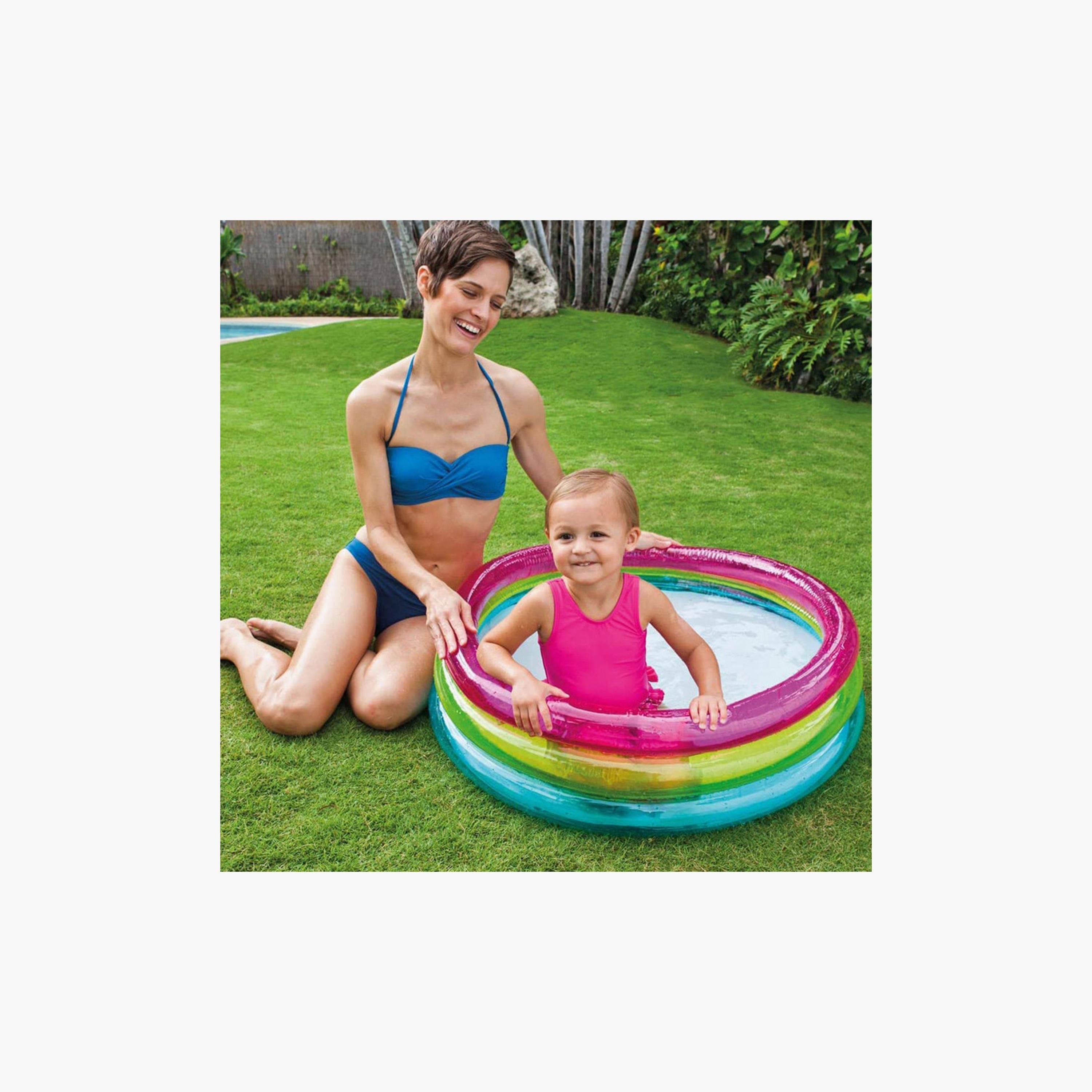 Intex Inflatable 3 Ring Rainbow Baby Pool - 2.82 x 2.82 x 0.8 ft-toys-outdoor-poolandbeach-pools-image-2