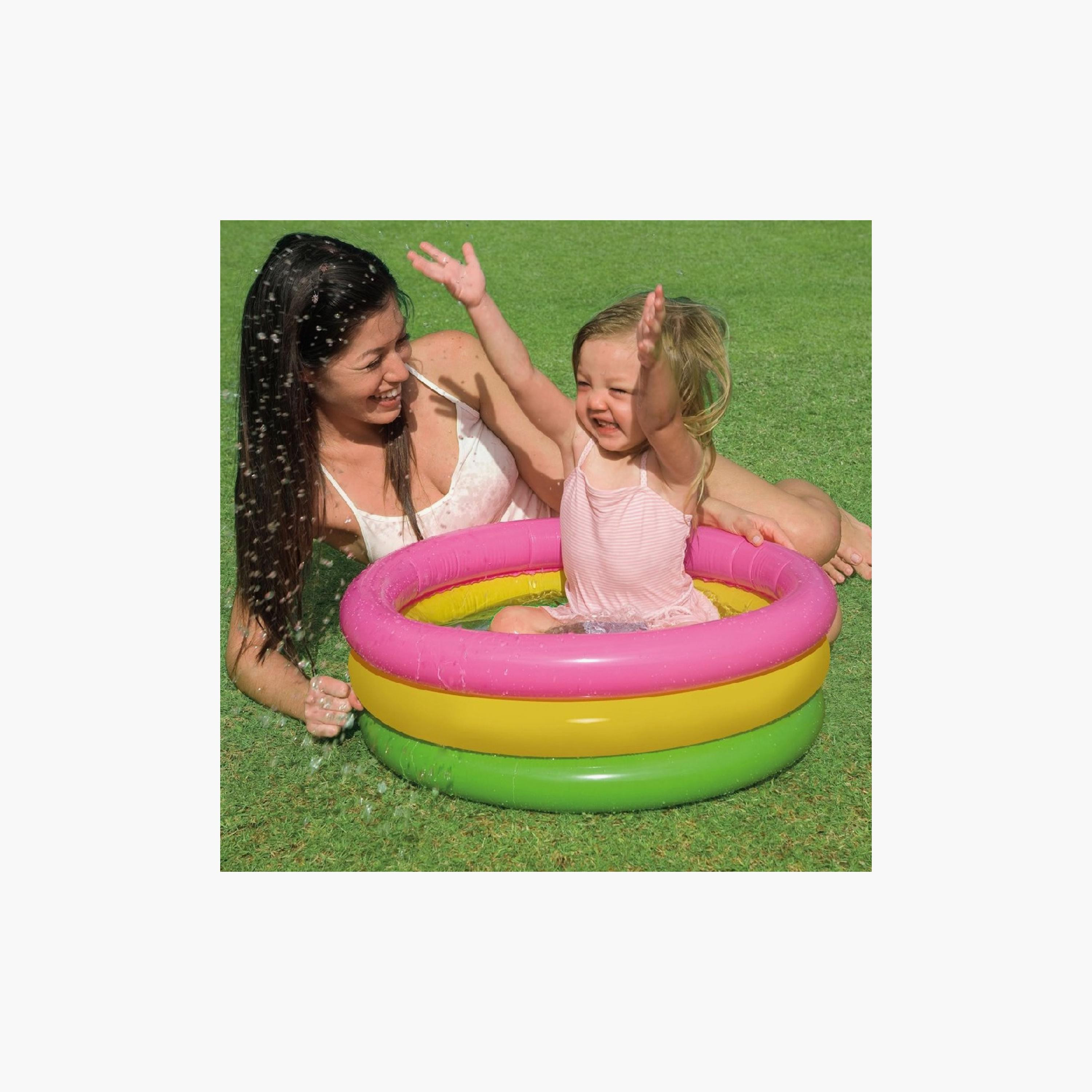 Intex Inflatable 3 Ring Sunset Glow Baby Pool with Repair Patch Kit - 2 x 2 x 0.7 ft-toys-outdoor-poolandbeach-pools-image-3