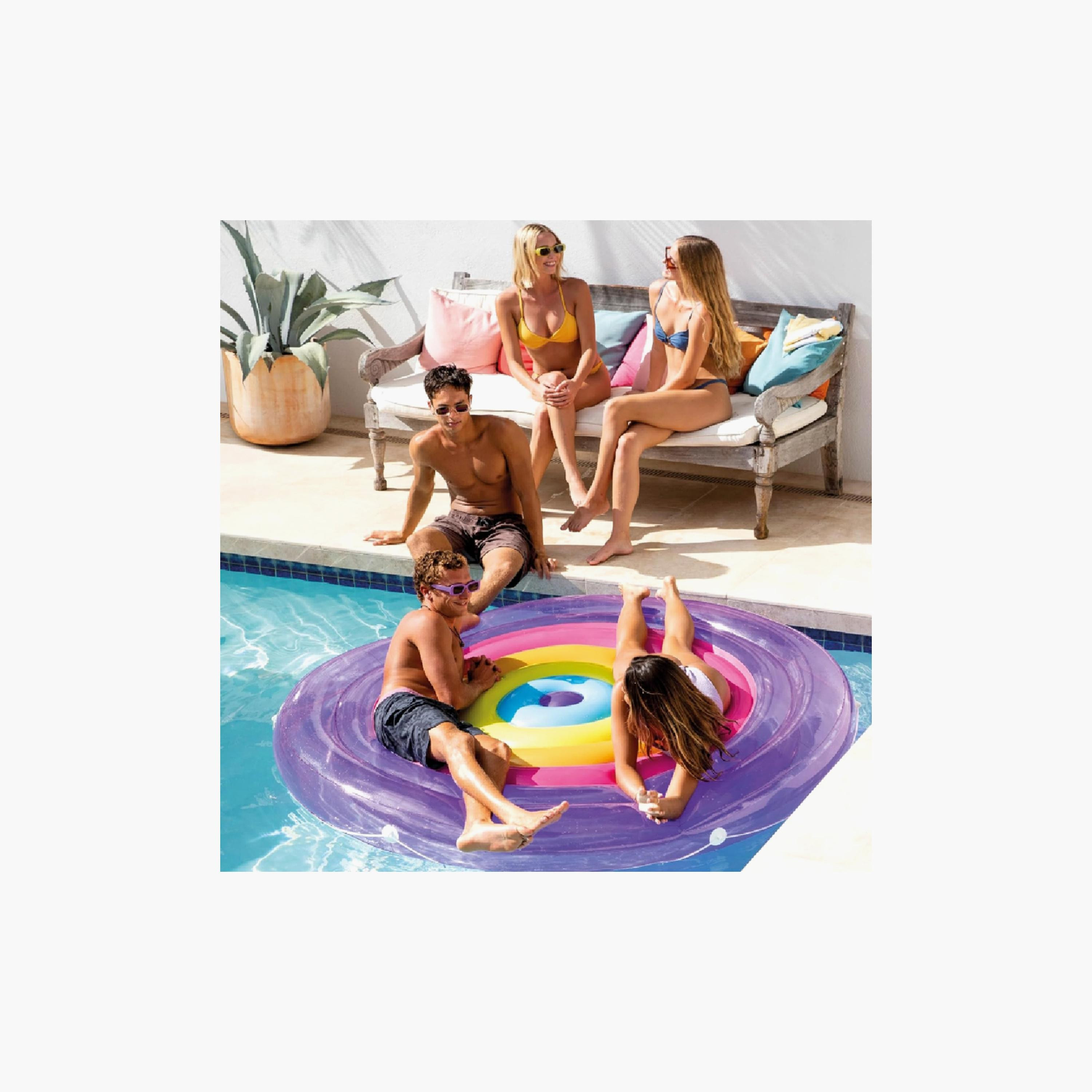 Intex Rainbow Fiesta Island Inflatable Pool Float with Repair Patch Kit - 6.6 x 6.6 x 0.8 ft-toys-outdoor-poolandbeach-pools-image-4