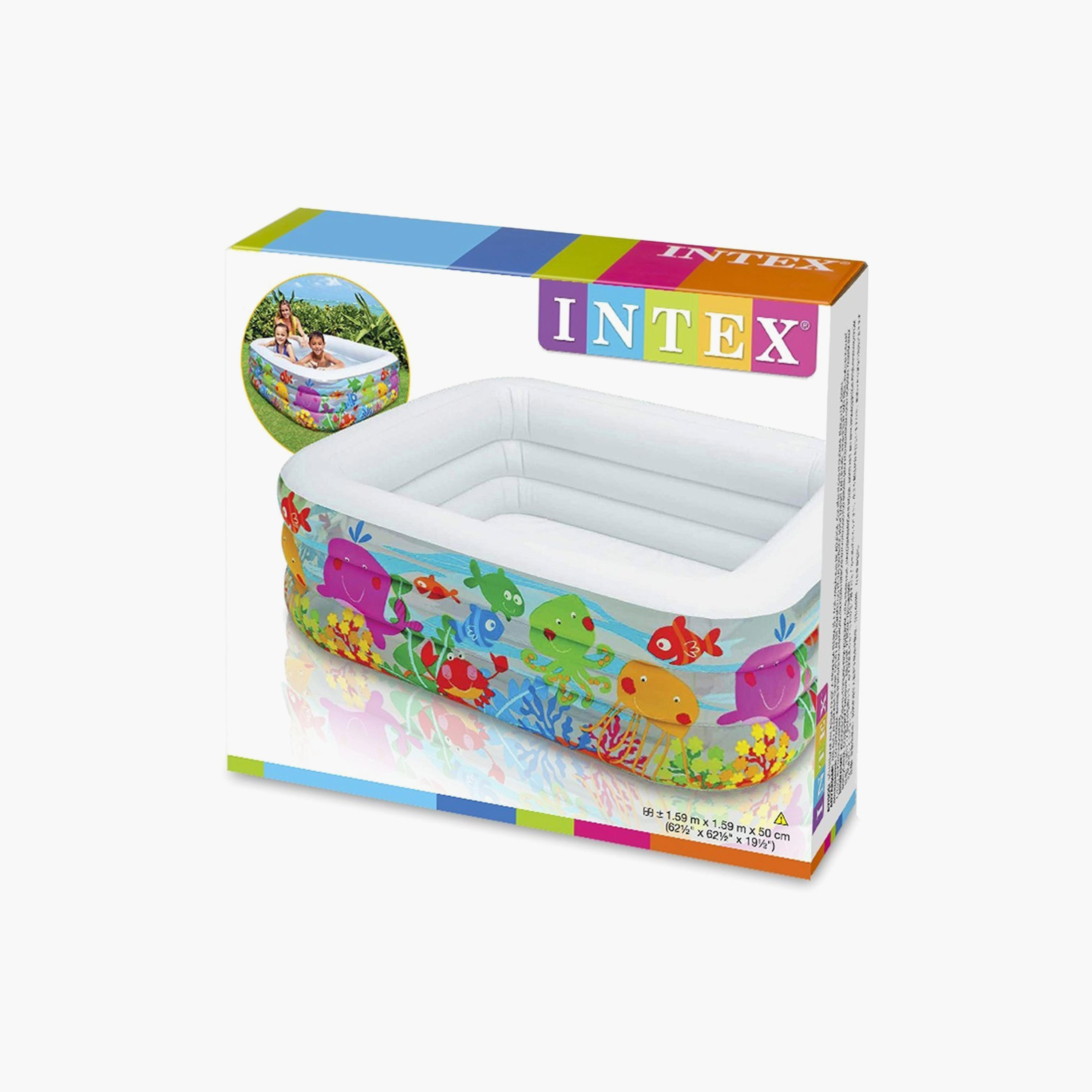 Intex Sea Aquarium Inflatable Pool with Repair Patch & Drain Plug - 5.22 x 5.22 x 1.64 ft-toys-outdoor-poolandbeach-floatsandboats-image-3