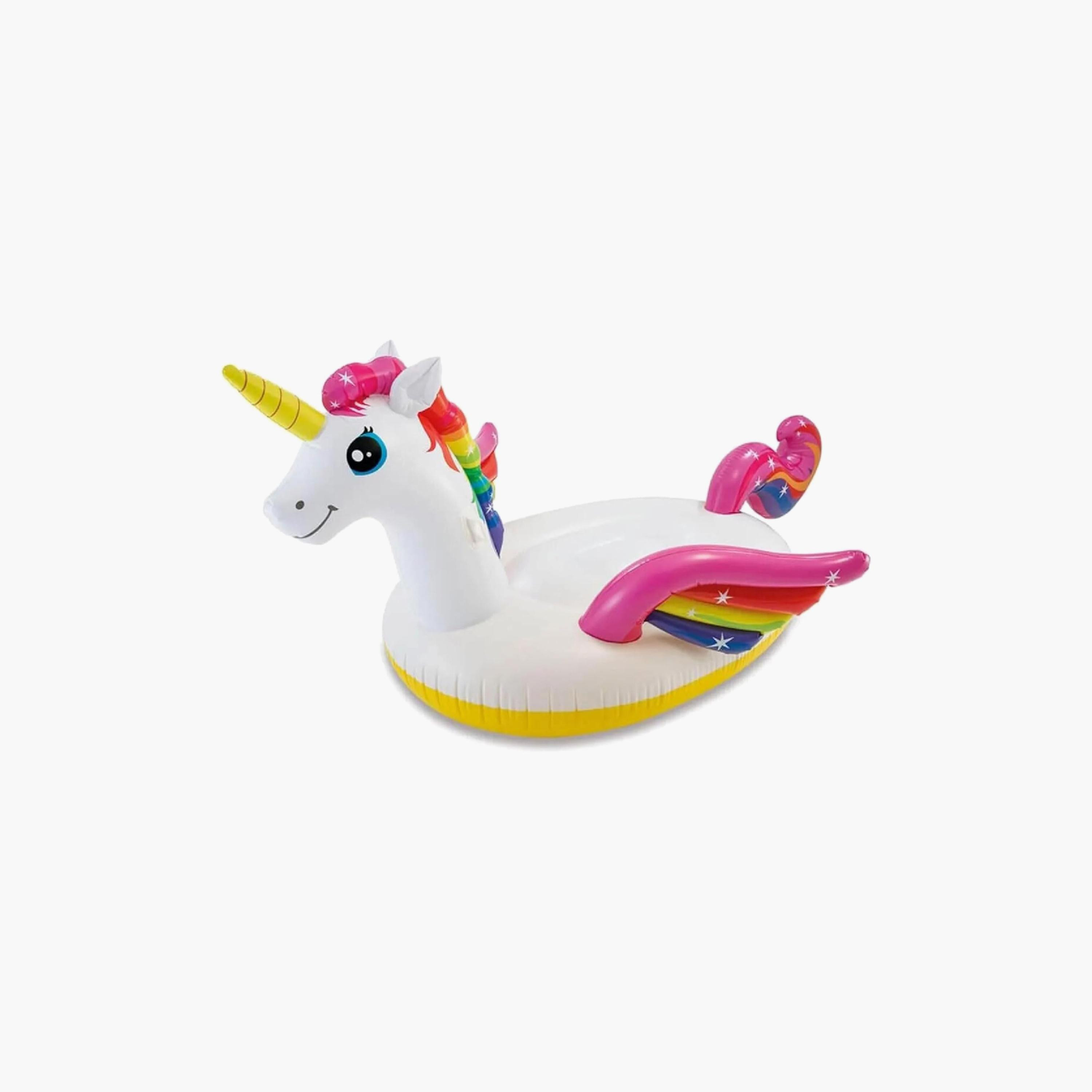 Intex Unicorn Pool Ride On Float with Repair Patch - 6.5 x 4.59 x 3.35 ft-toys-outdoor-poolandbeach-floatsandboats-image-1
