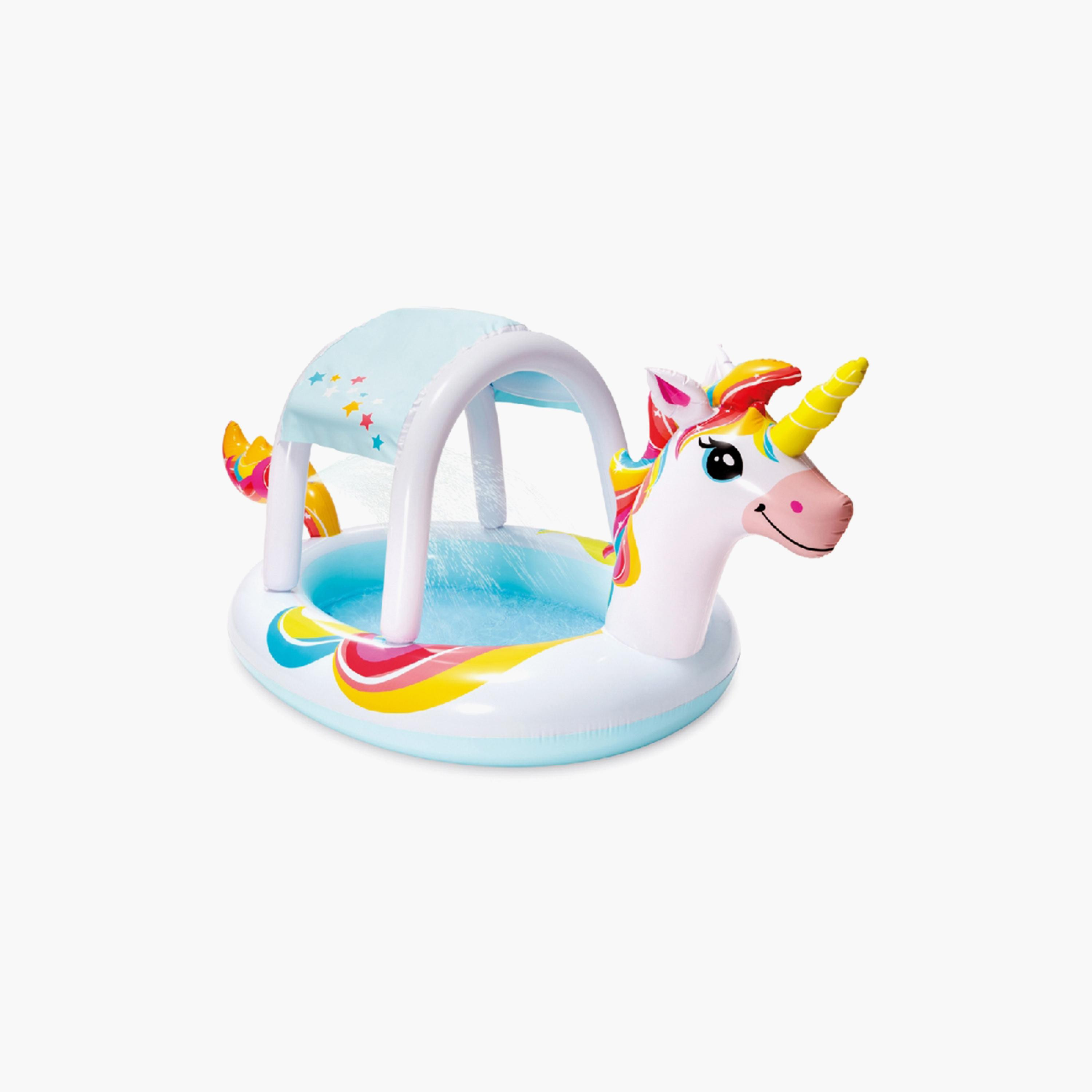 Intex Unicorn Fountain Inflatable Pool with Repair Patch & Drain Plug - 8.33 x 4.33 x 3.58 ft-toys-outdoor-poolandbeach-poolaccessories-image-2