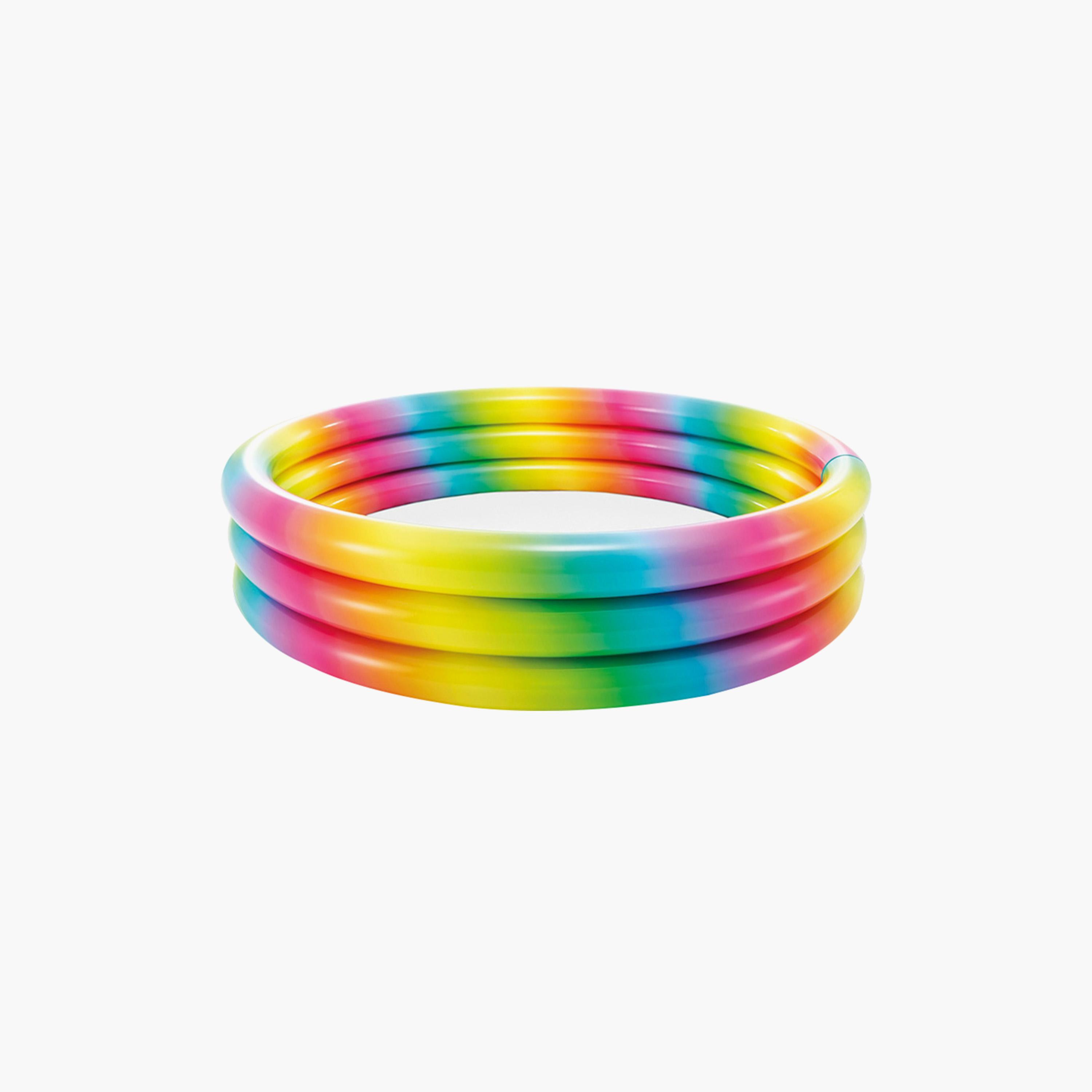 Intex 3 Equal Rings Rainbow Inflatable Pool with Repair Patch - 4.82 x 1.08 ft-toys-outdoor-poolandbeach-poolaccessories-image-1