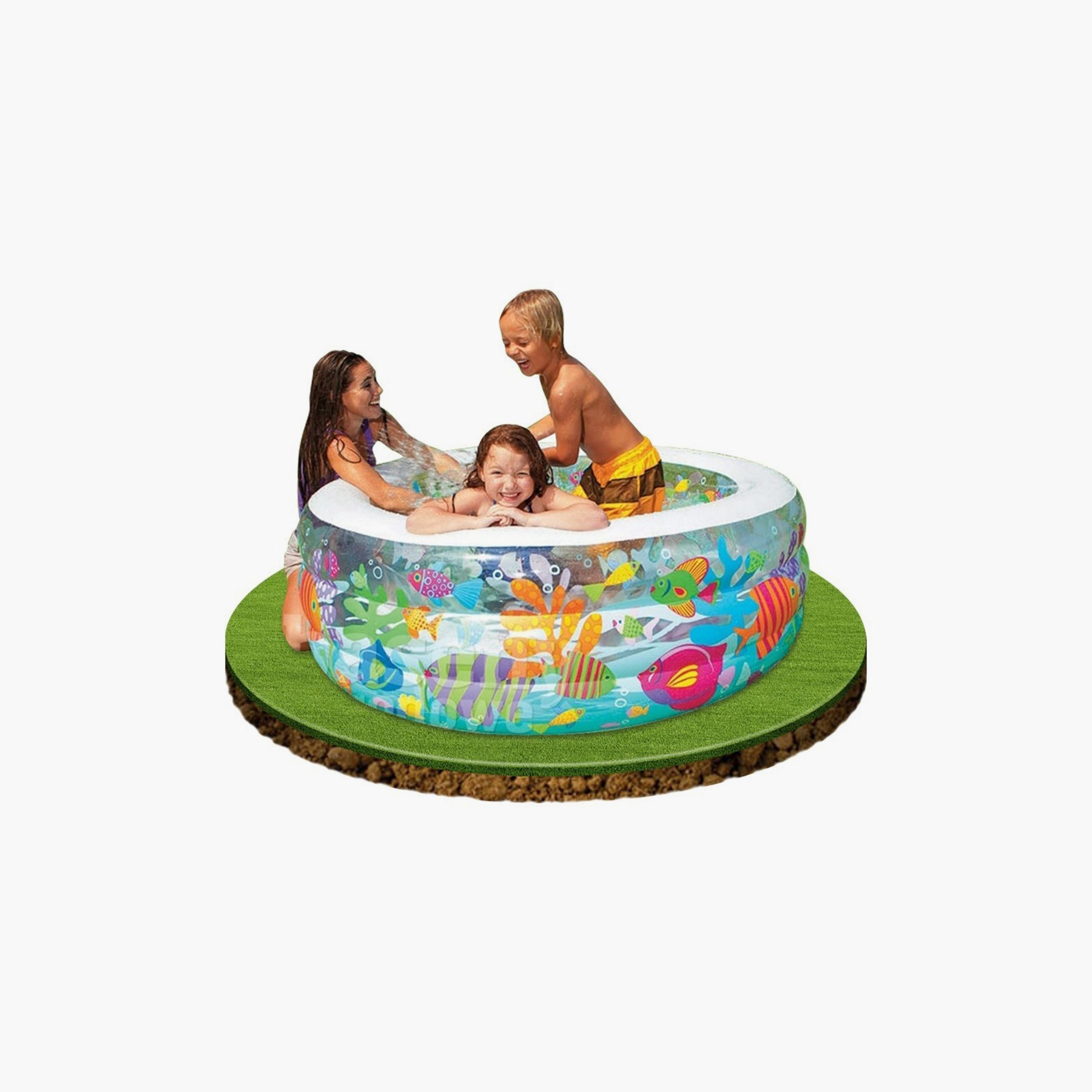 Intex Aquarium Fountain Inflatable Pool with Repair Patch & Drain Plug - 4.99 x 1.84 ft-toys-outdoor-poolandbeach-poolaccessories-image-2