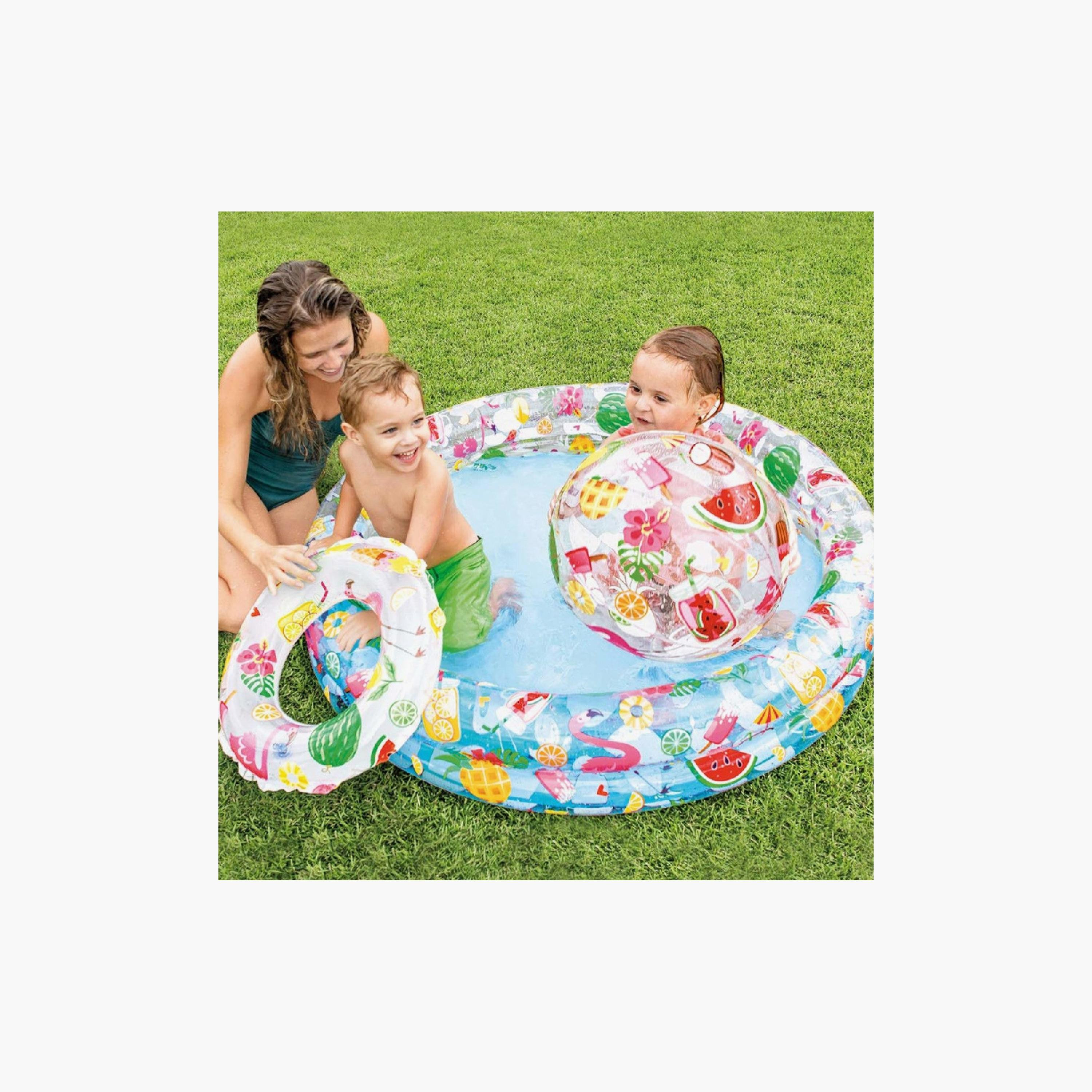 مسبح ريفييرا بيتش القابل للنفخ مع حلقة تأرجح وكرة - 4 × 4 × 0.8 قدم من إنتكس-toys-outdoor-poolandbeach-poolaccessories-image-3