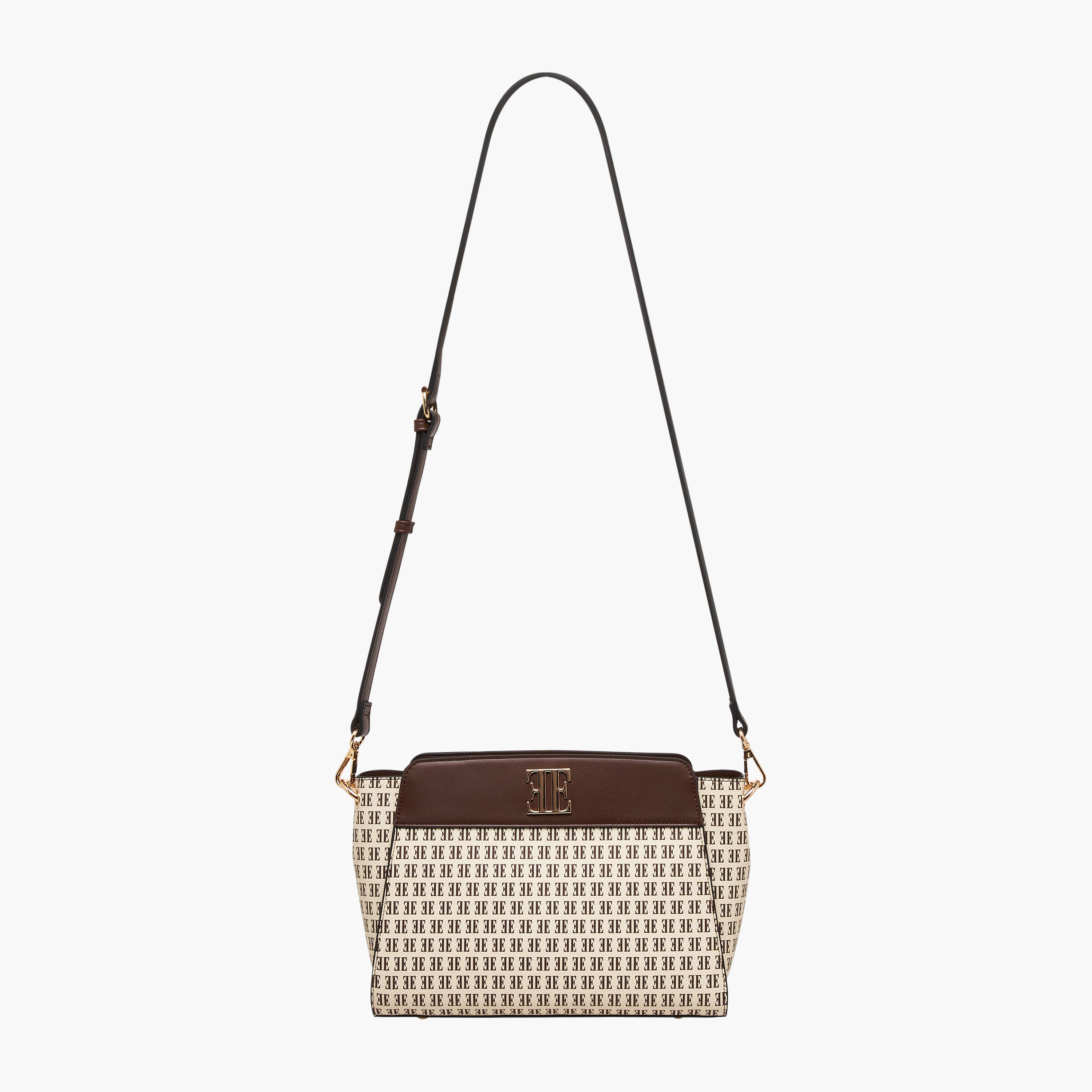 Elle Monogram Print Shoulder Bag with Detachable Strap-women-bagsandwallets-handbags-image-3
