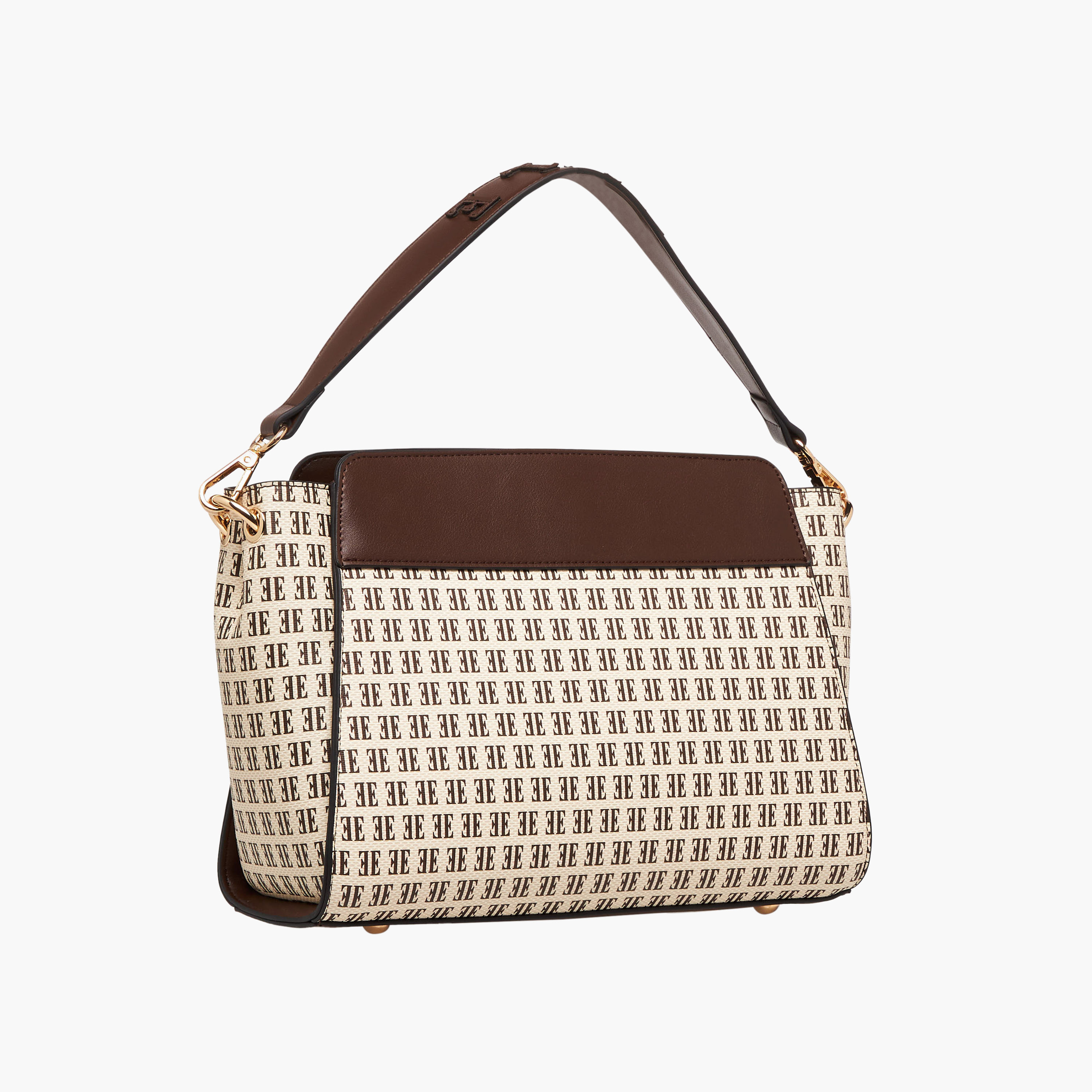 Elle Monogram Print Shoulder Bag with Detachable Strap-women-bagsandwallets-handbags-image-5
