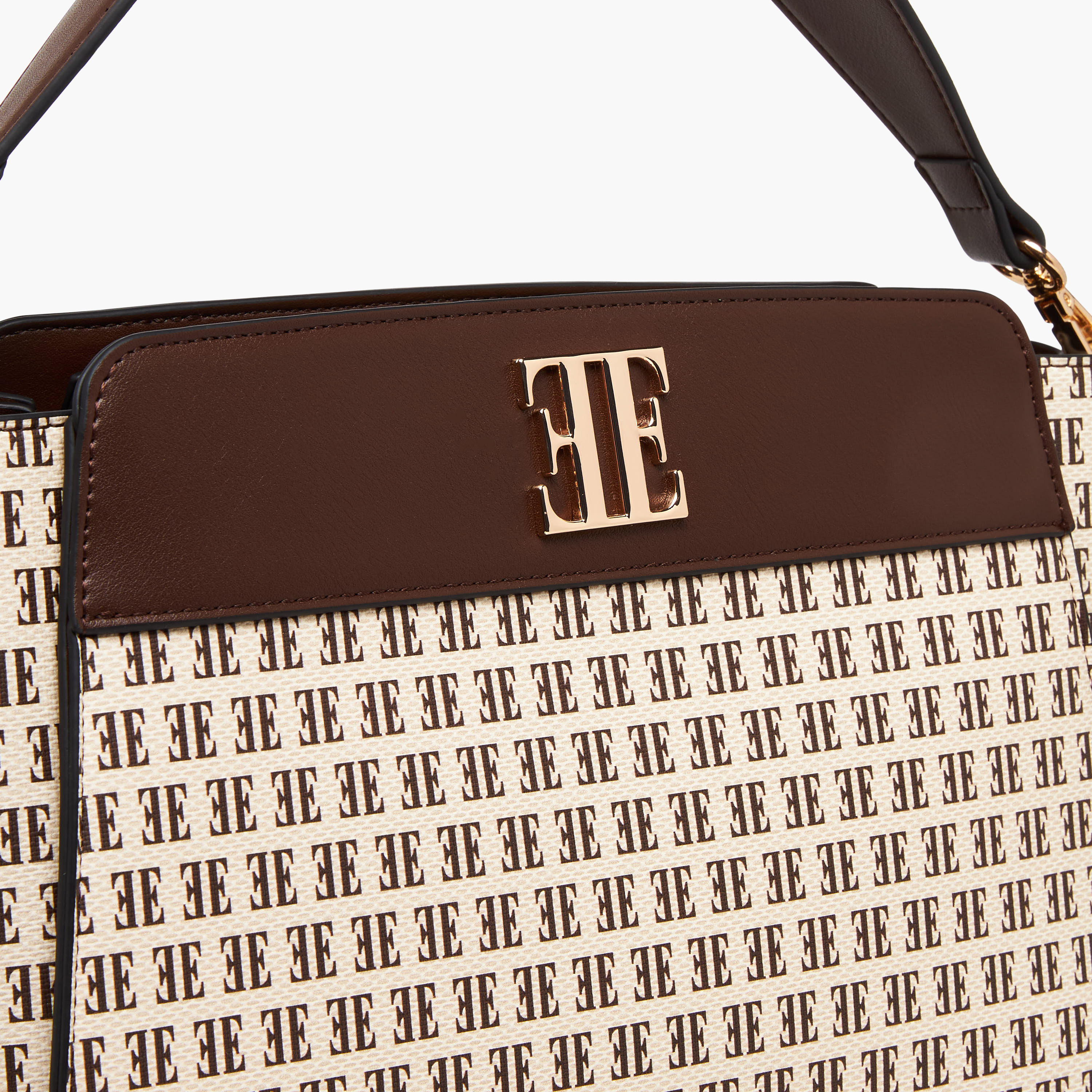 Elle Monogram Print Shoulder Bag with Detachable Strap-women-bagsandwallets-handbags-image-6