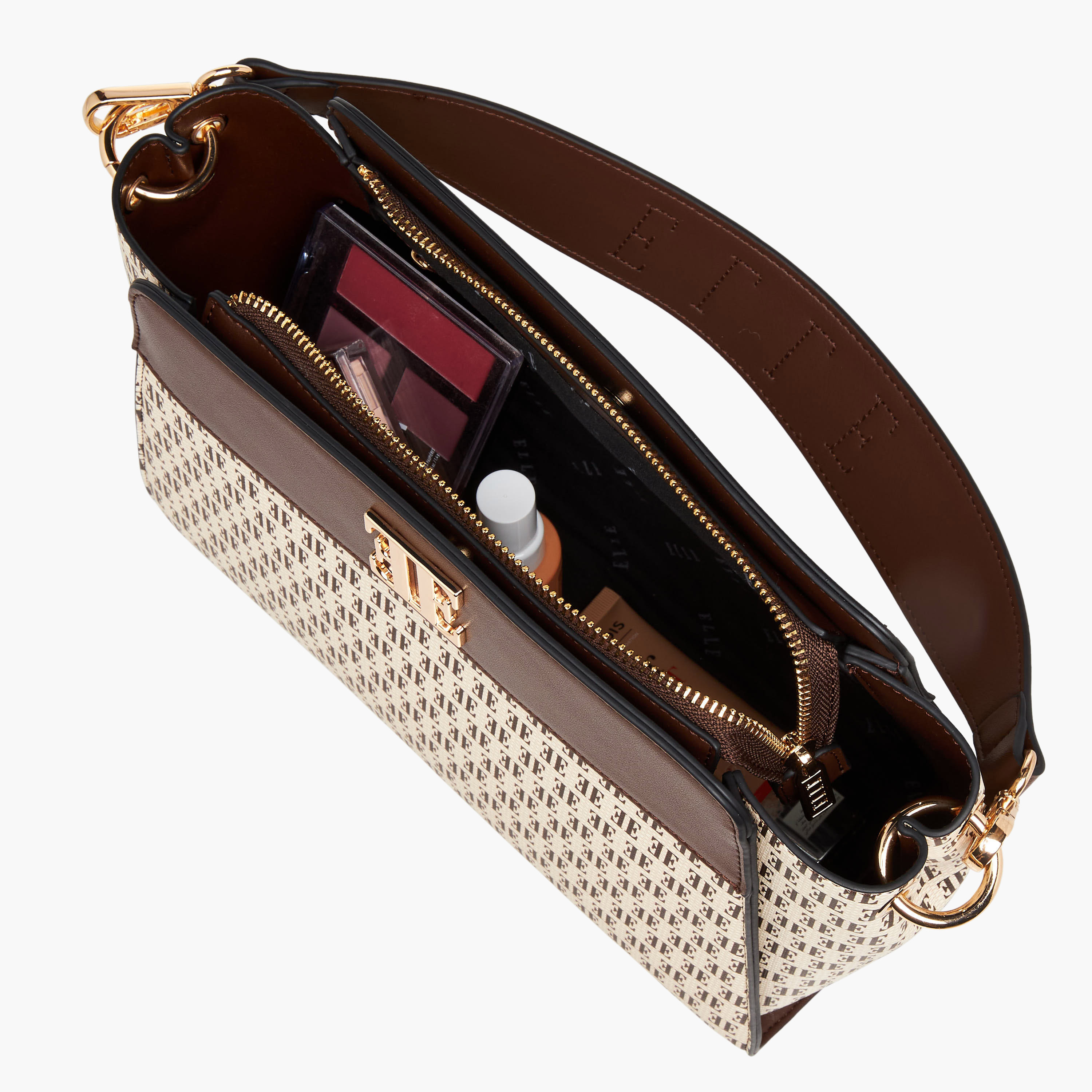 Elle Monogram Print Shoulder Bag with Detachable Strap-women-bagsandwallets-handbags-image-9