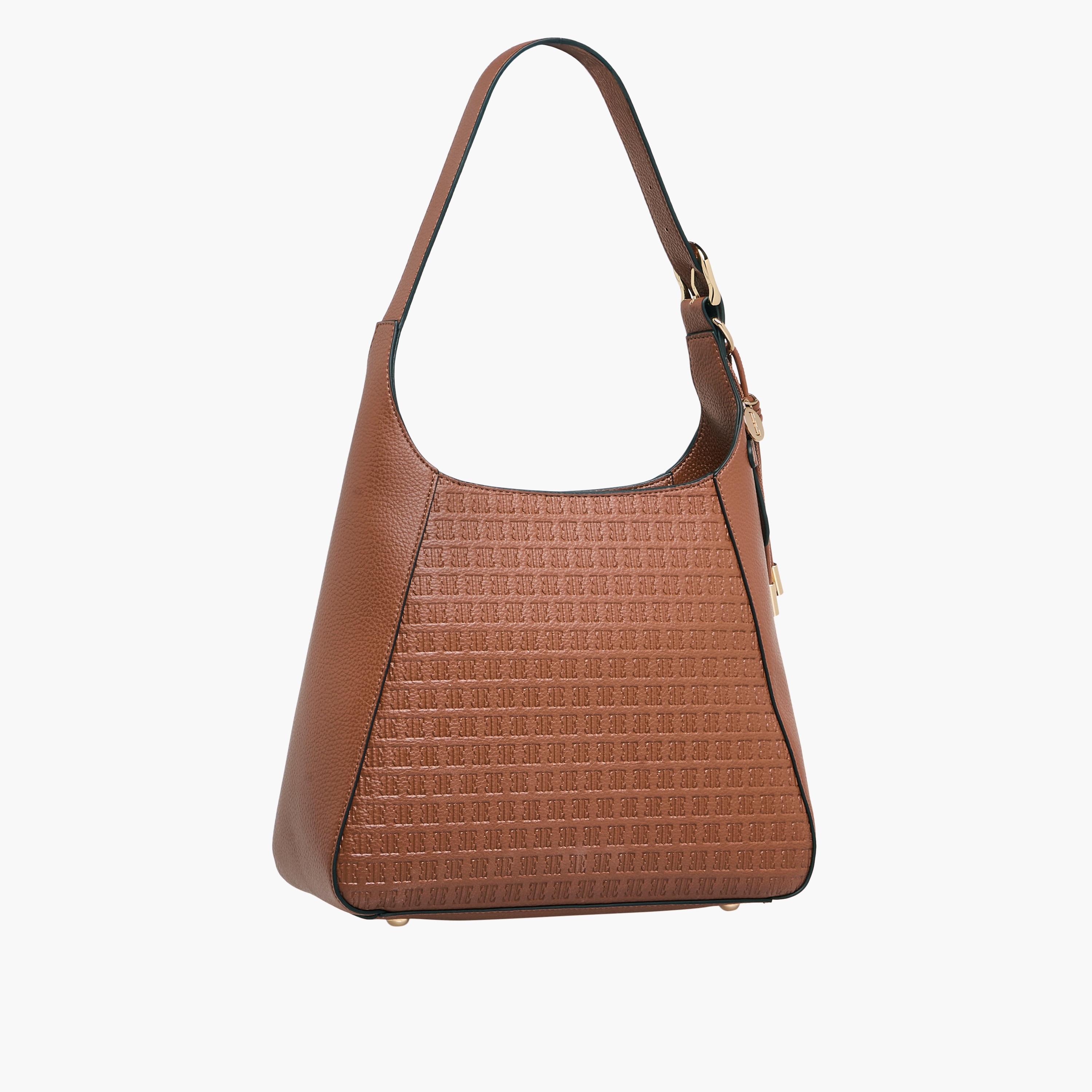 Elle Monogram Embossed Shoulder Bag with Adjustable Strap and Zip Closure-women-bagsandwallets-handbags-image-3