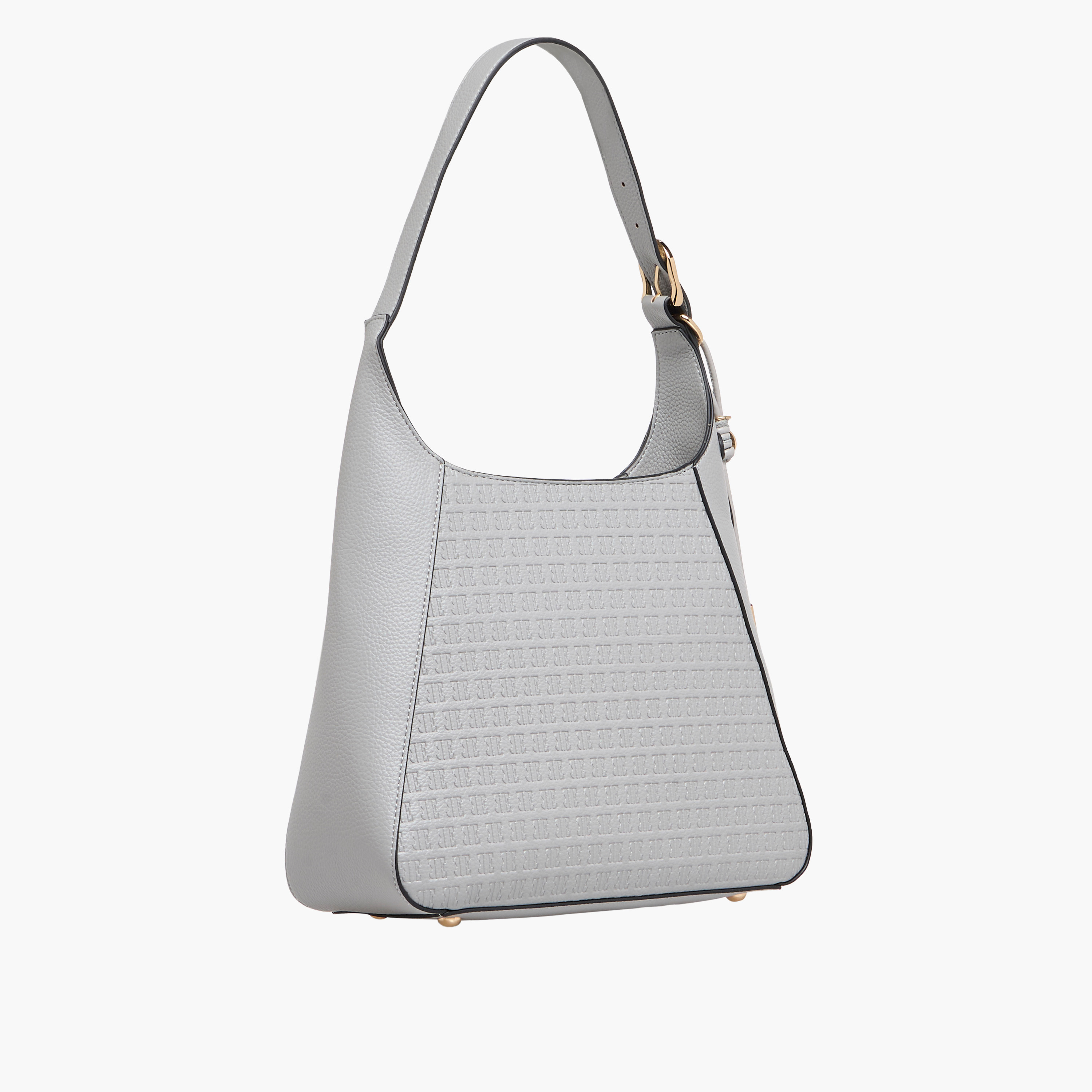 Elle Monogram Embossed Shoulder Bag with Adjustable Strap and Zip Closure-women-bagsandwallets-handbags-image-3