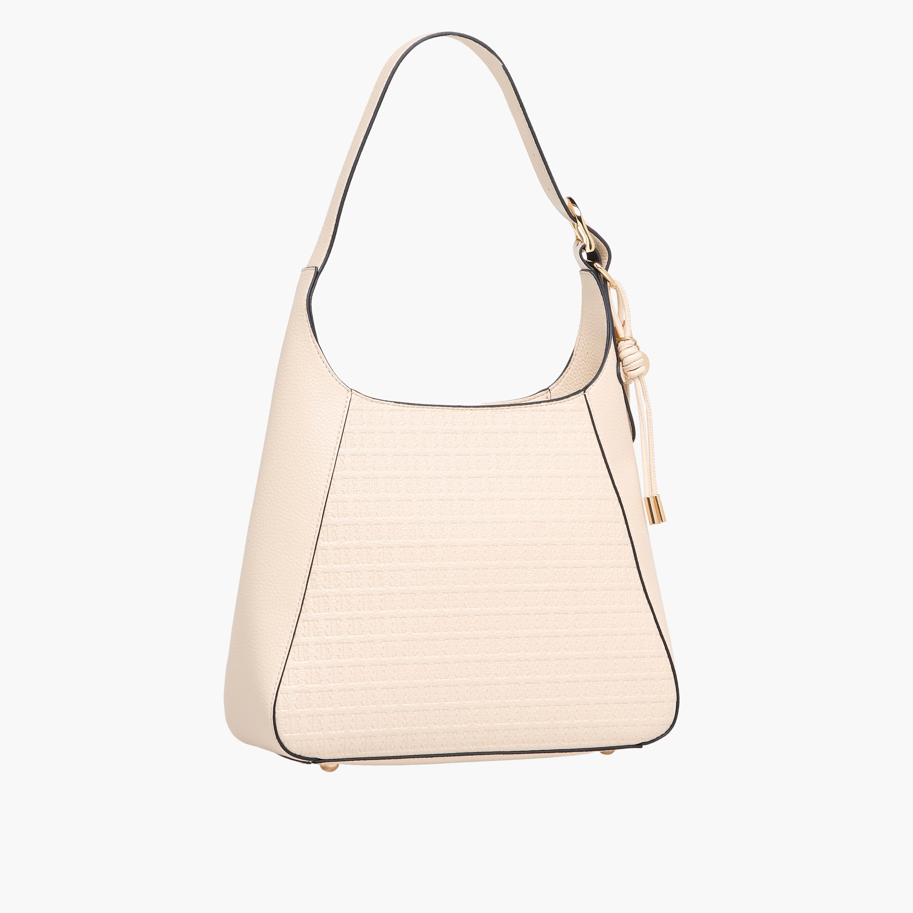 Elle Monogram Embossed Shoulder Bag with Adjustable Strap and Zip Closure-women-bagsandwallets-handbags-image-3