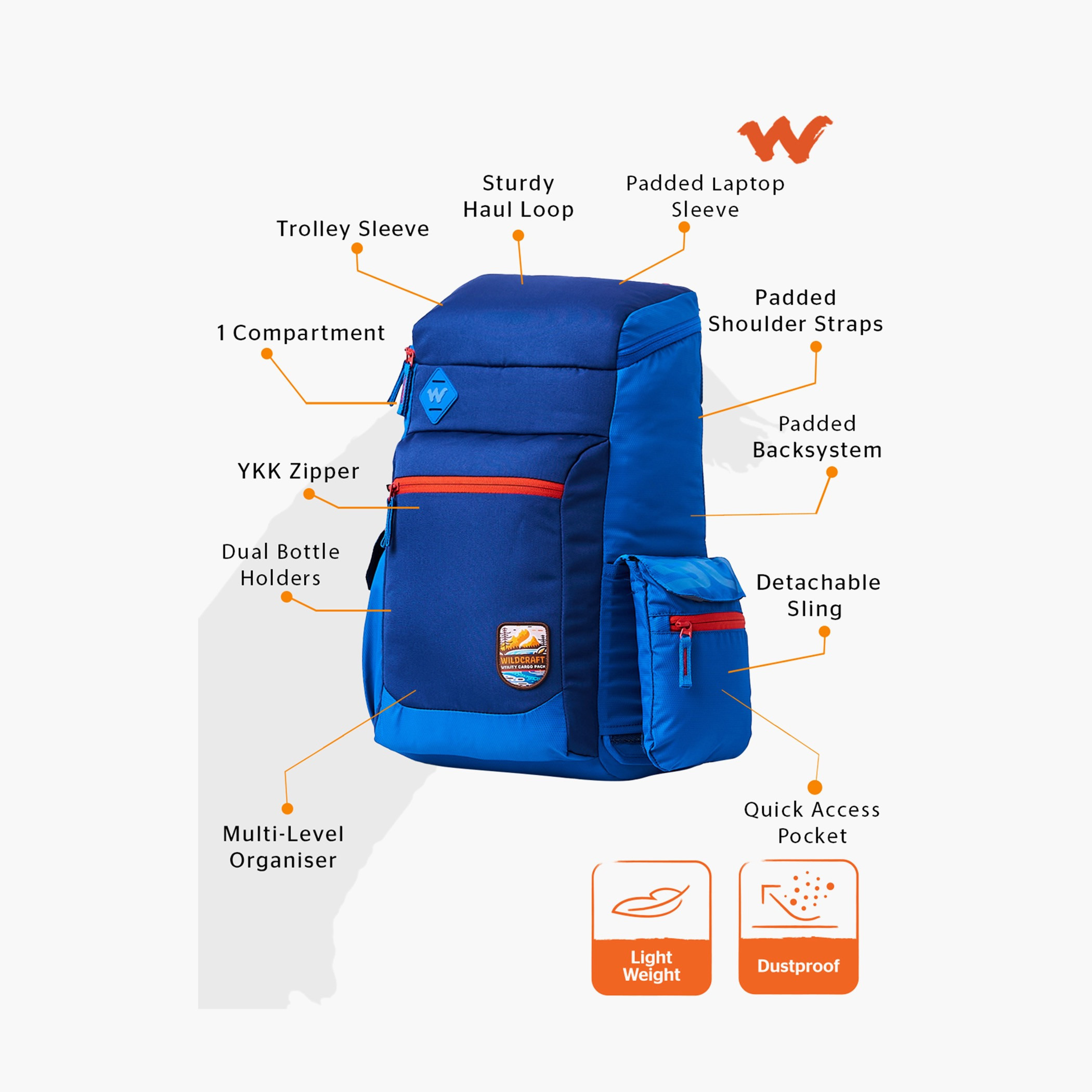 Wildcraft Solid Backpack with Adjustable Shoulder Straps - 21x32x50 cm-school-bagsandbackpacks-backpacks-image-8