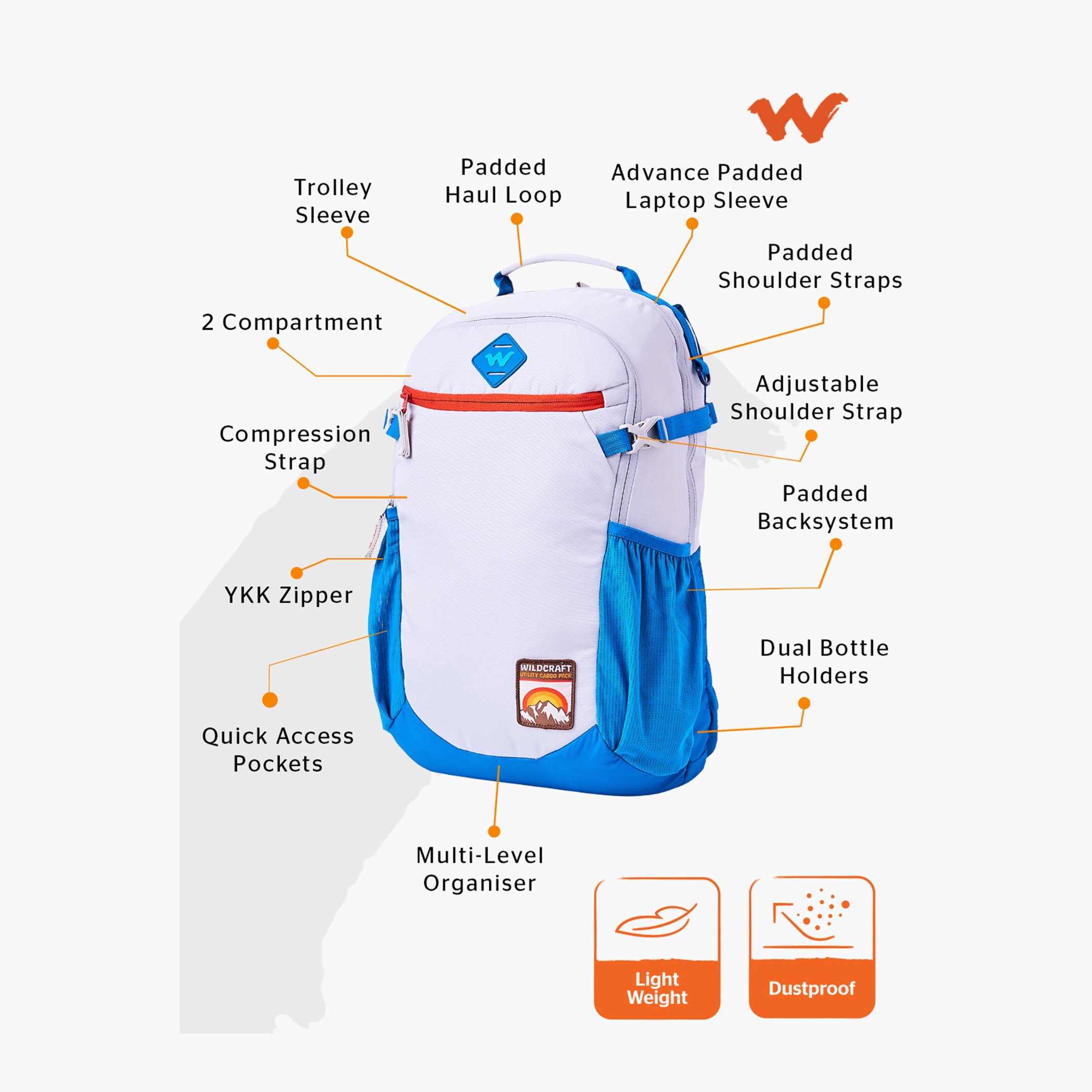 Wildcraft Colourblock Backpack with Adjustable Shoulder Straps - 18x29x49 cms-school-bagsandbackpacks-backpacks-image-2