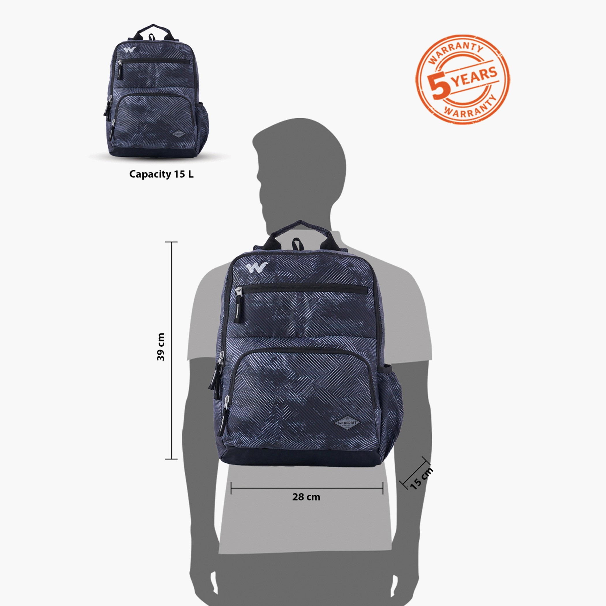 Wildcraft Printed Backpack with Adjustable Straps and Zip Closure - 15x28x39 cms-school-bagsandbackpacks-backpacks-image-12