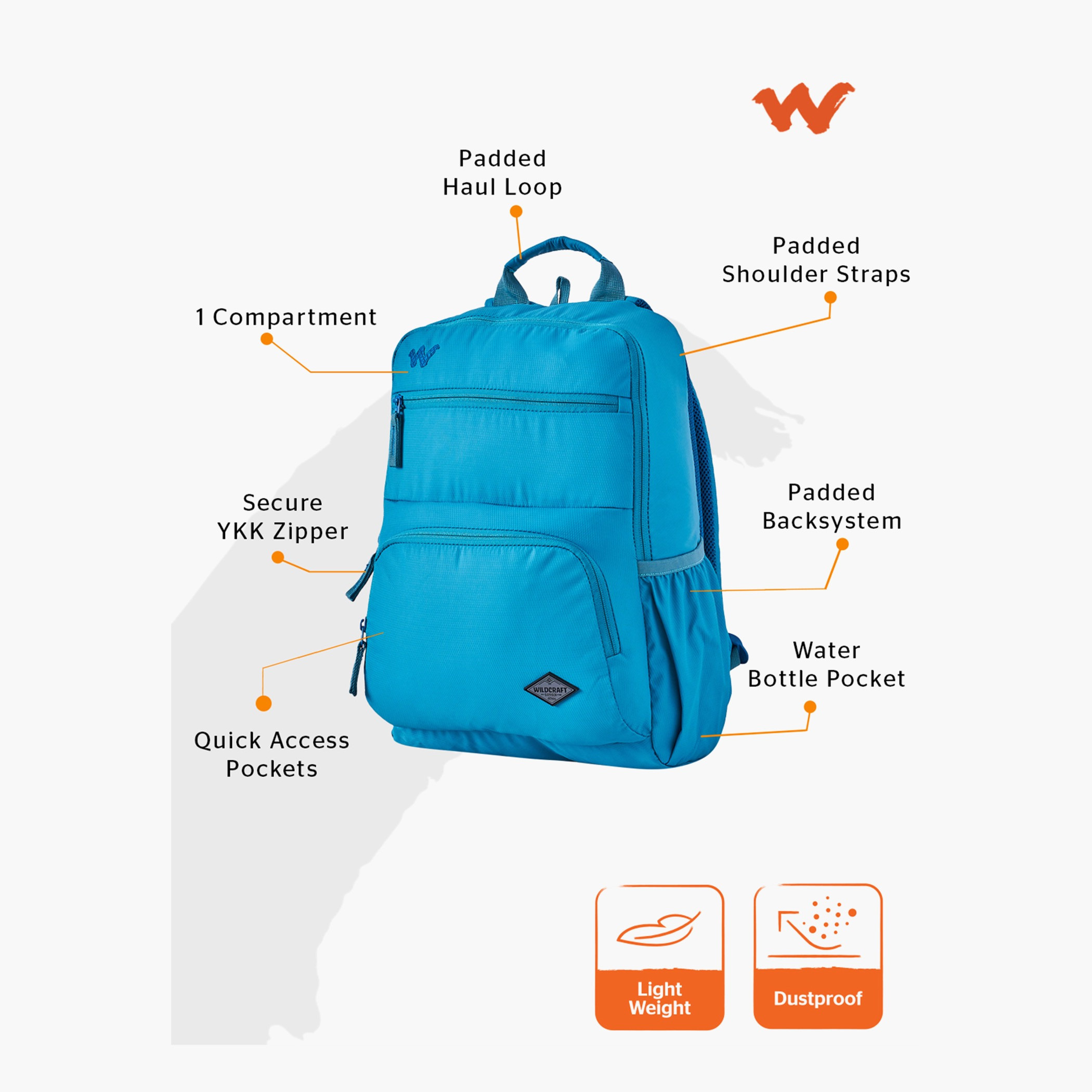 Wildcraft Solid Backpack with Adjustable Shoulder Straps - 15x28x39 cms-school-bagsandbackpacks-backpacks-image-2