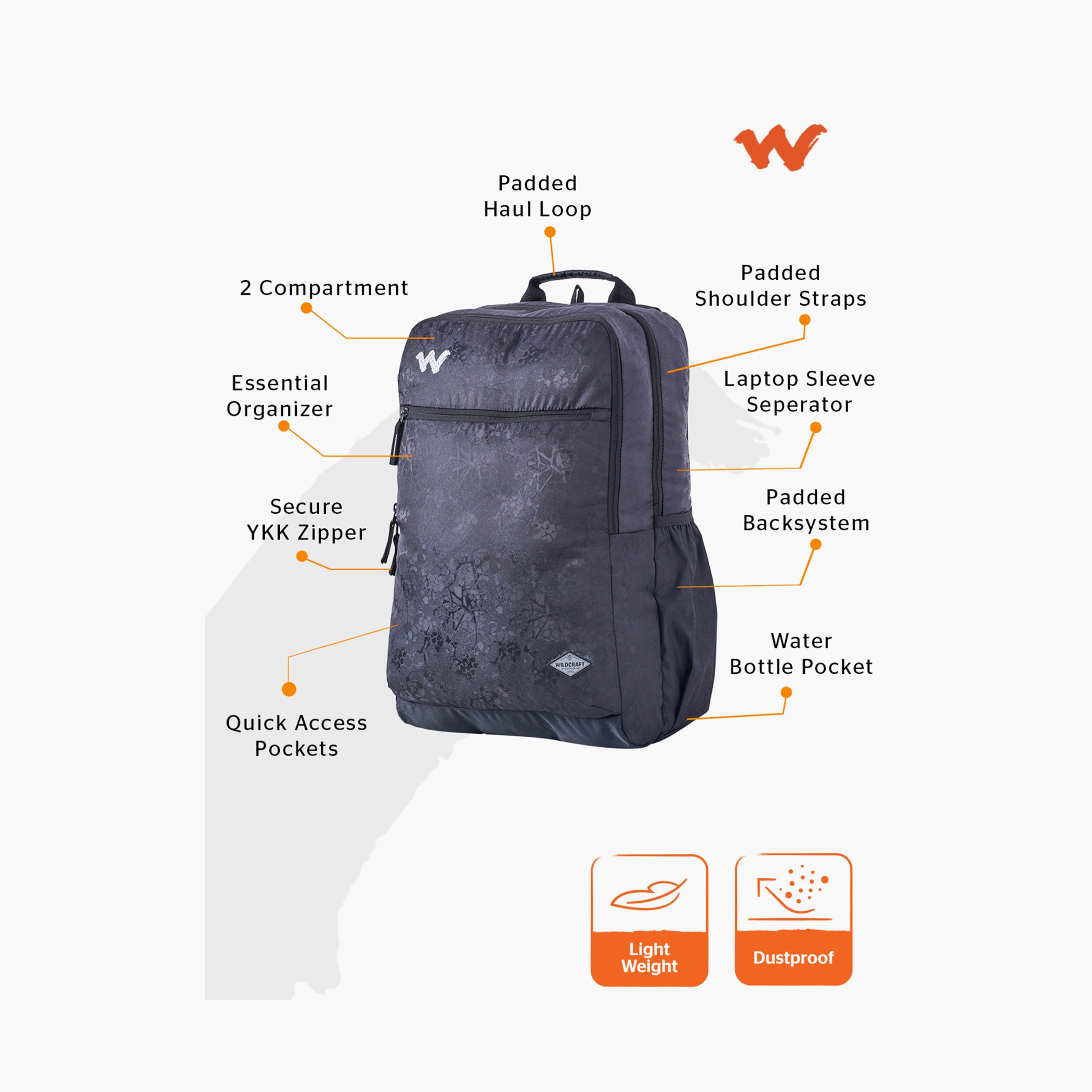 شنطة ظهر بطبعات بحمالات كتف مبطنة من وايلدكرافت -23x32x46  سم-school-bagsandbackpacks-backpacks-image-2