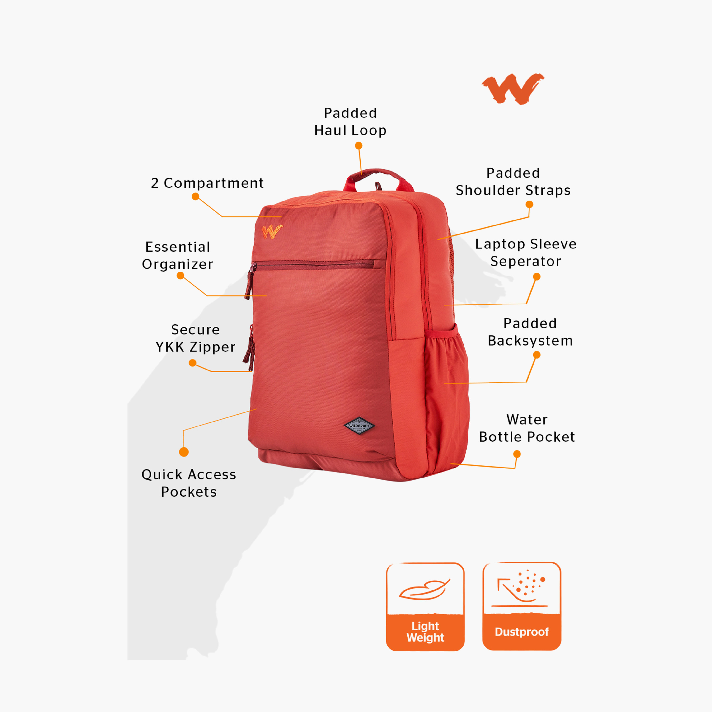 Wildcraft Solid School Backpack with Adjustable Shoulder Straps - 23x32x46 cms-school-bagsandbackpacks-backpacks-image-2