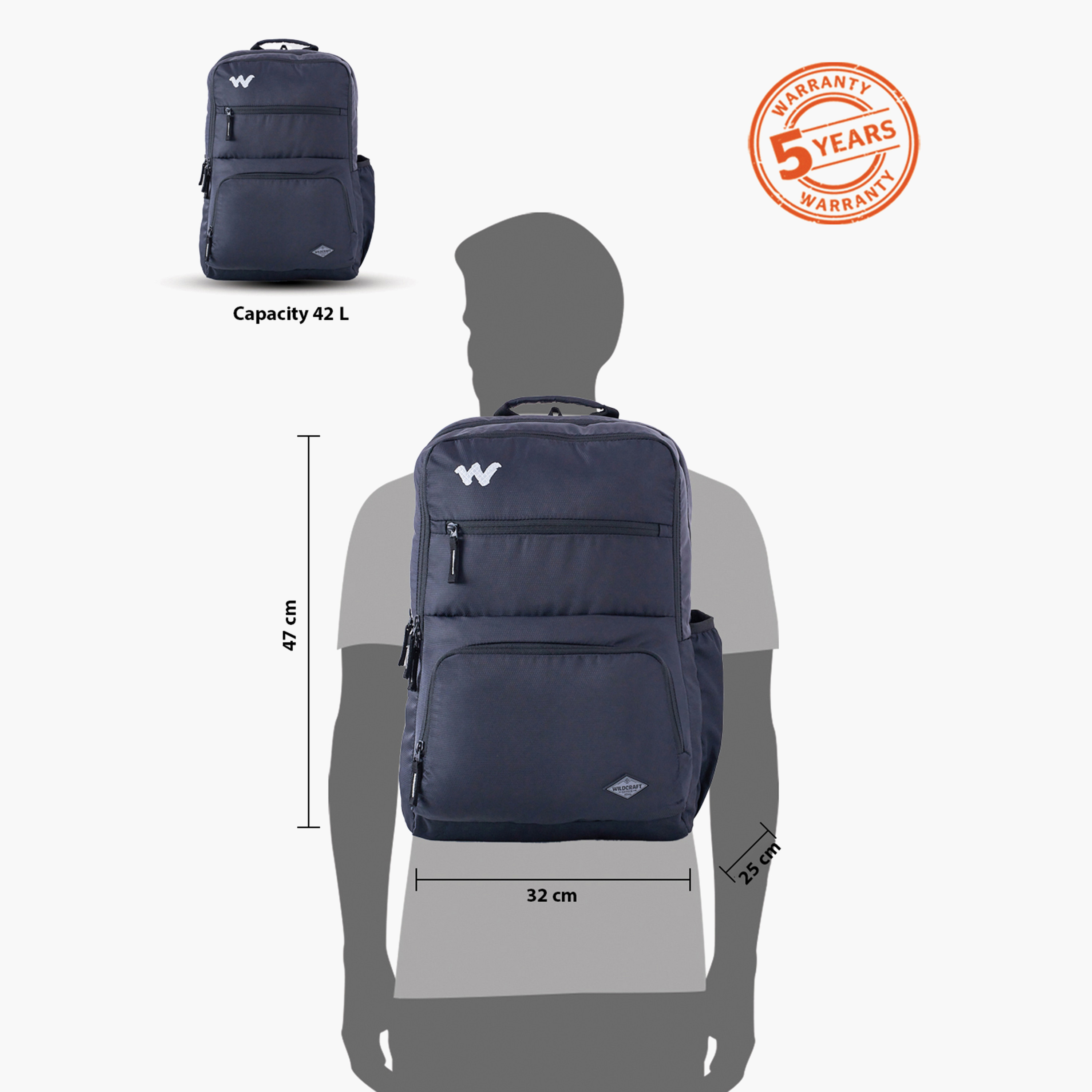 Wildcraft Solid School Backpack with Adjustable Shoulder Straps - 25x32x47 cms-school-bagsandbackpacks-backpacks-image-13