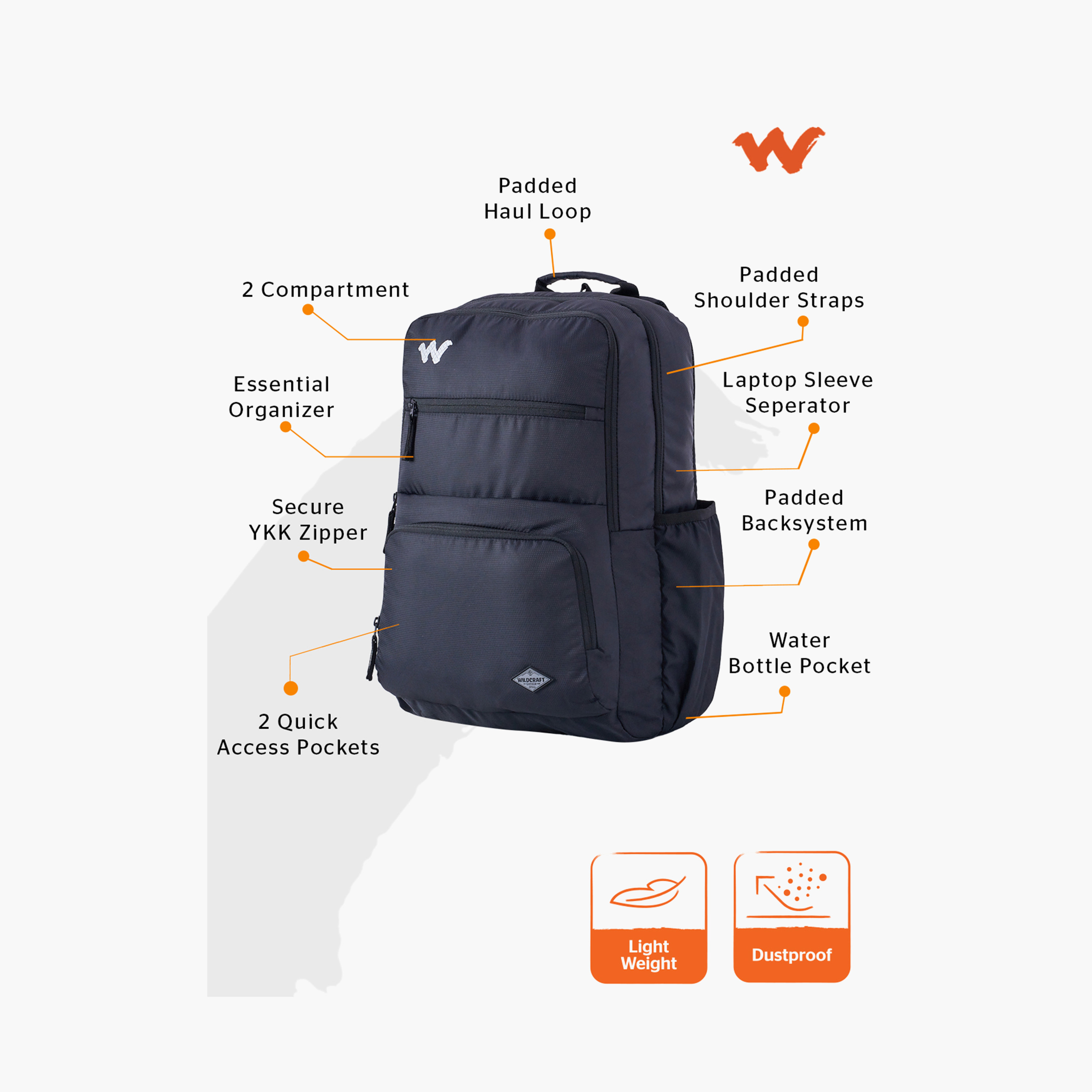 Wildcraft Solid School Backpack with Adjustable Shoulder Straps - 25x32x47 cms-school-bagsandbackpacks-backpacks-image-2