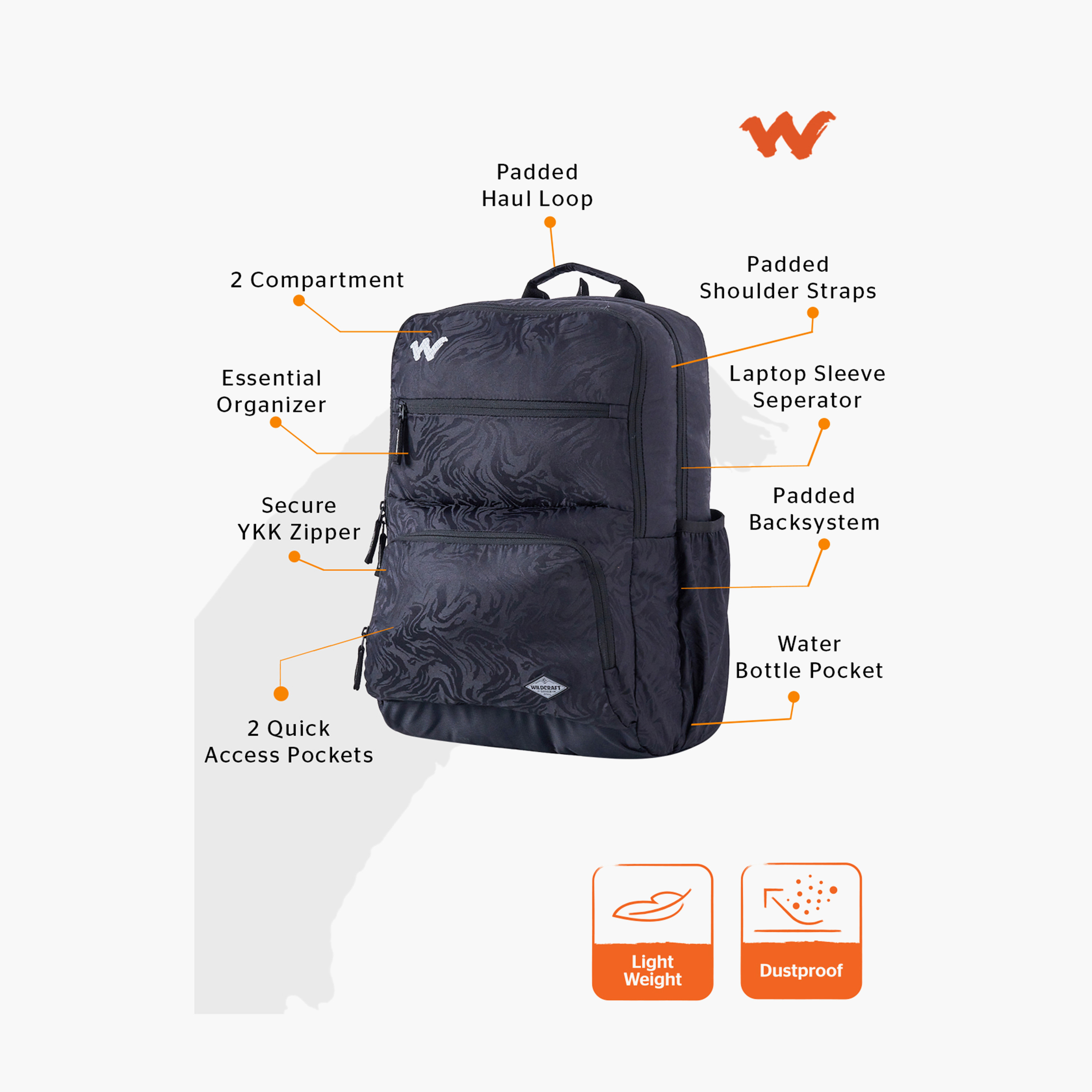 Wildcraft Solid School Backpack with Adjustable Shoulder Straps - 25x32x47 cms-school-bagsandbackpacks-backpacks-image-2