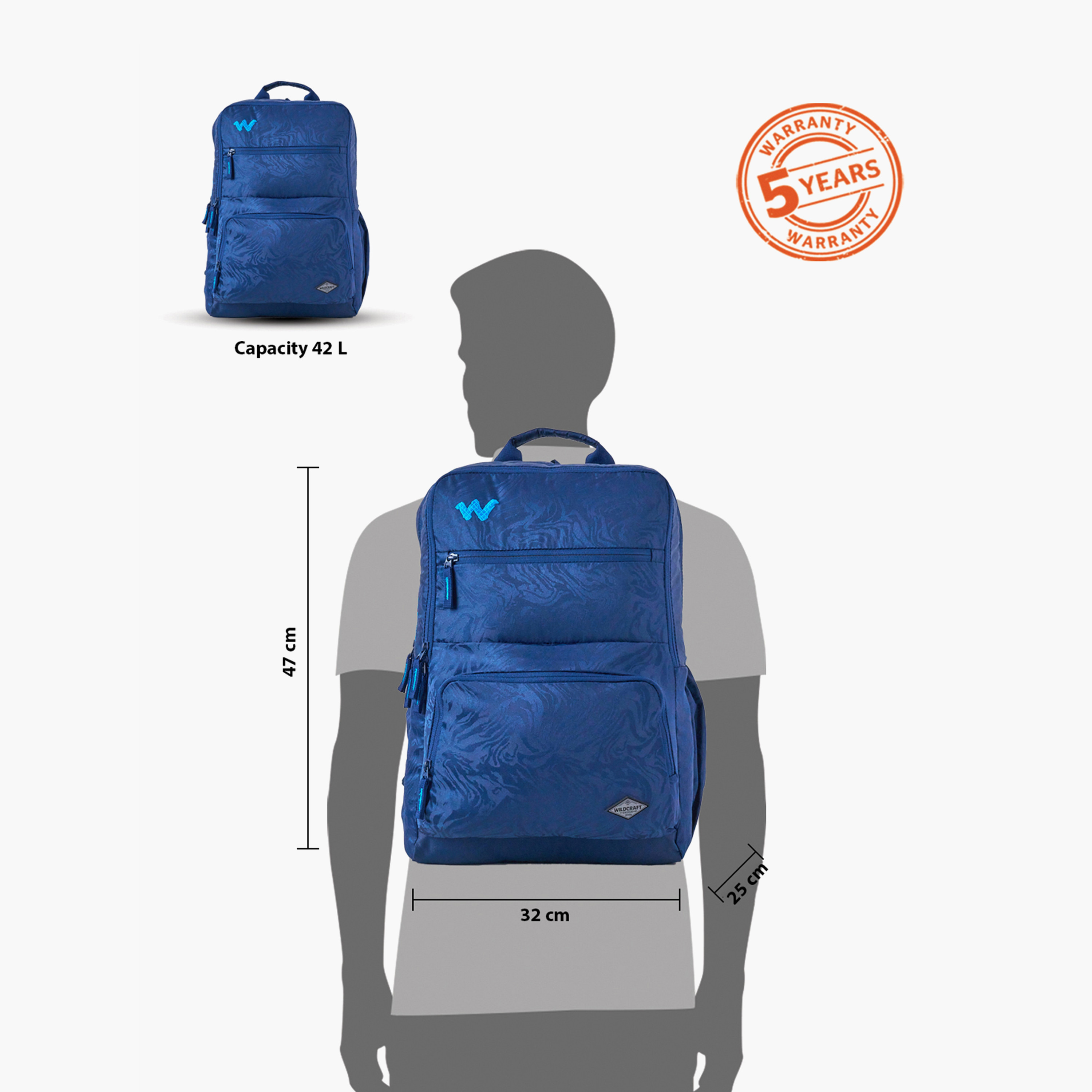 شنطة مدرسية سادة بحمالات كتف قابلة للتعديل من وايلدكرافت - 25×32×47 سم-school-bagsandbackpacks-backpacks-image-13