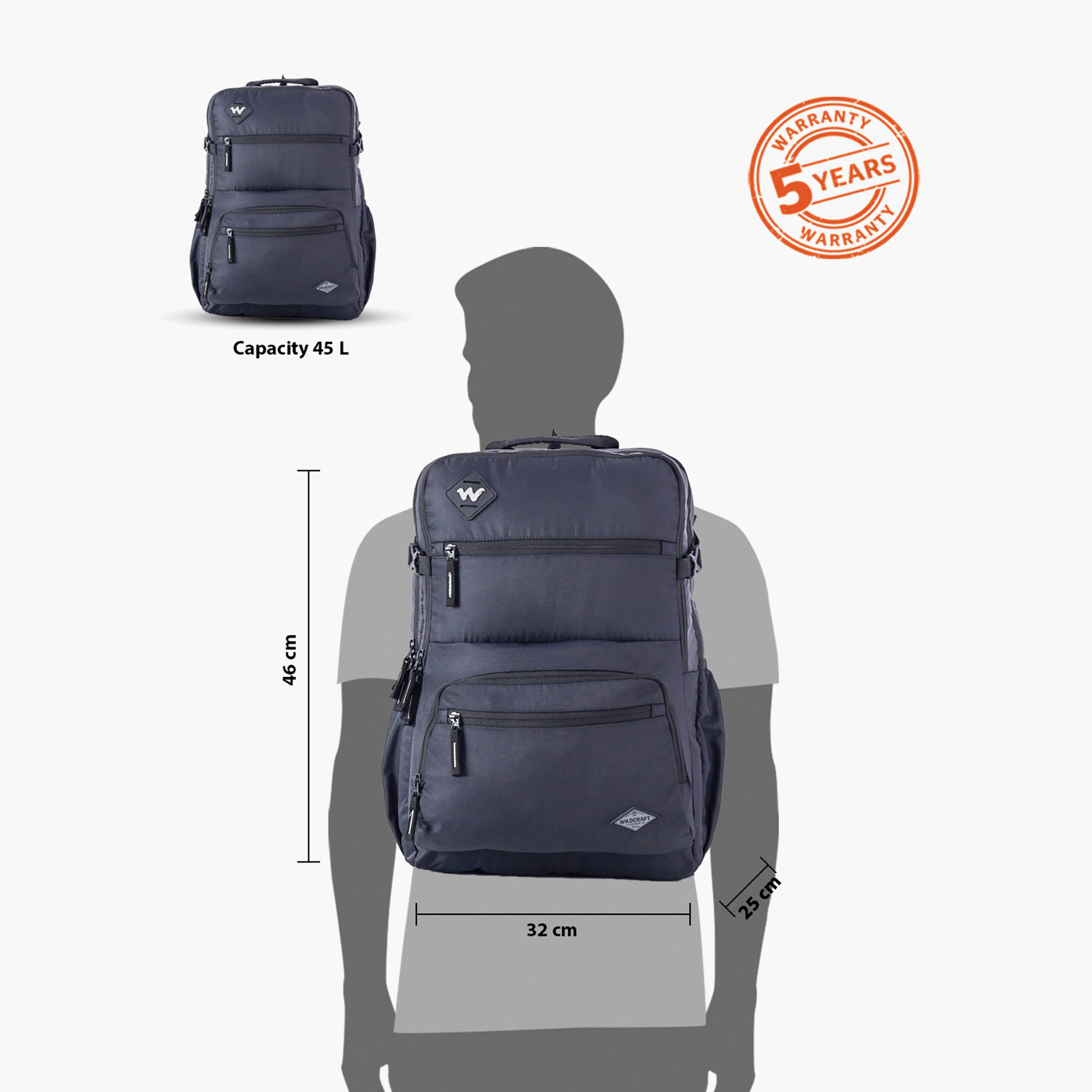 Wildcraft Solid School Backpack with Adjustable Shoulder Straps - 25x32x46 cms-school-bagsandbackpacks-backpacks-image-13