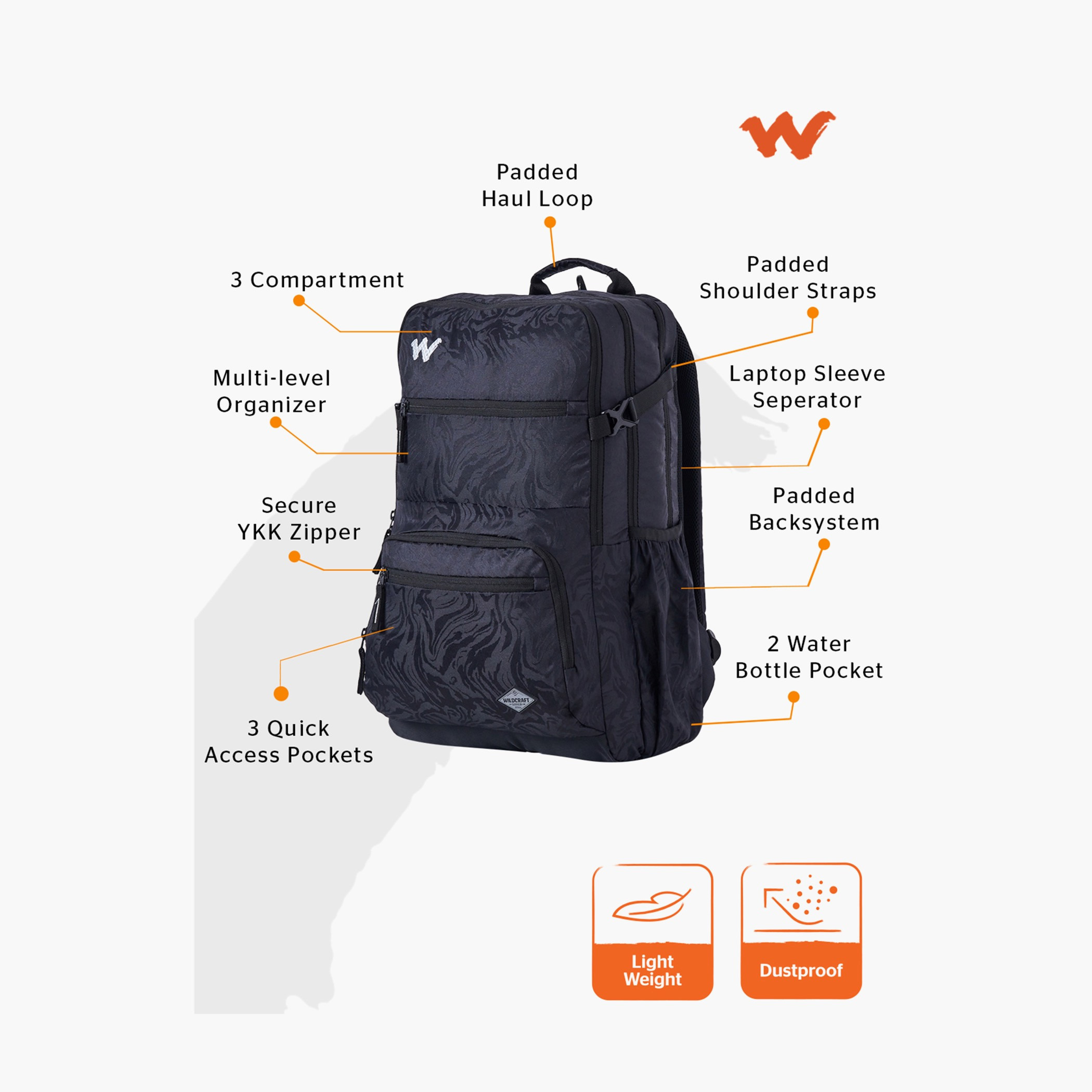 Wildcraft Printed Backpack with Adjustable Shoulder Straps - 25x32x46 cms-school-bagsandbackpacks-backpacks-image-2