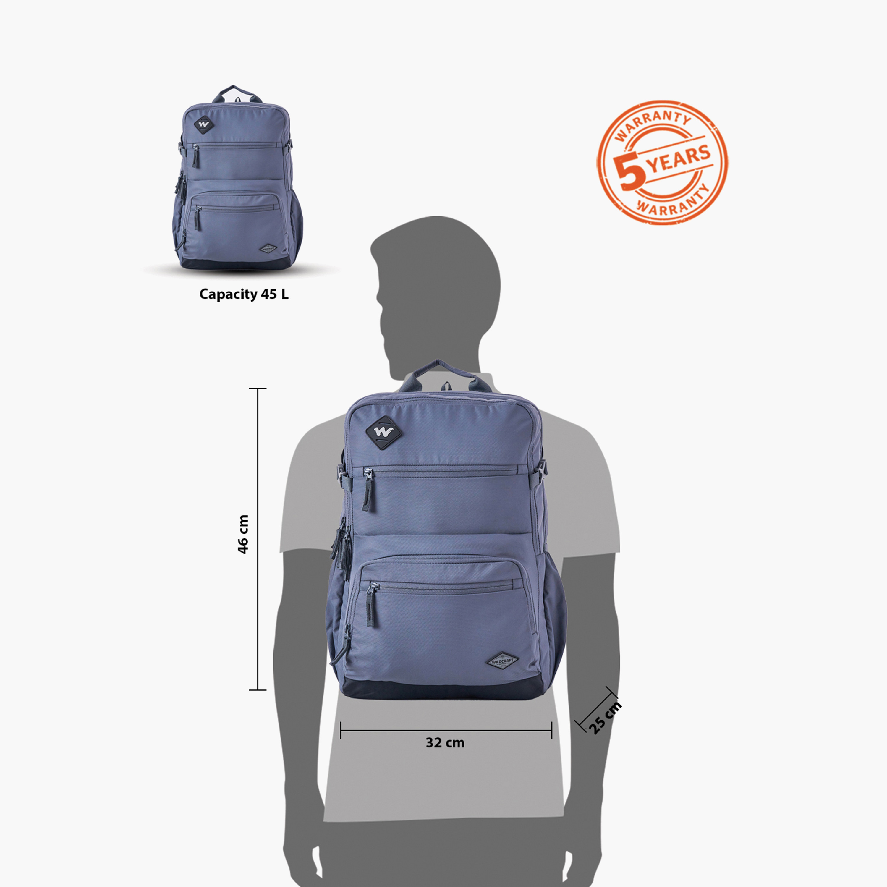 Wildcraft Solid School Backpack with Adjustable Shoulder Straps - 25x32x46 cms-school-bagsandbackpacks-backpacks-image-13