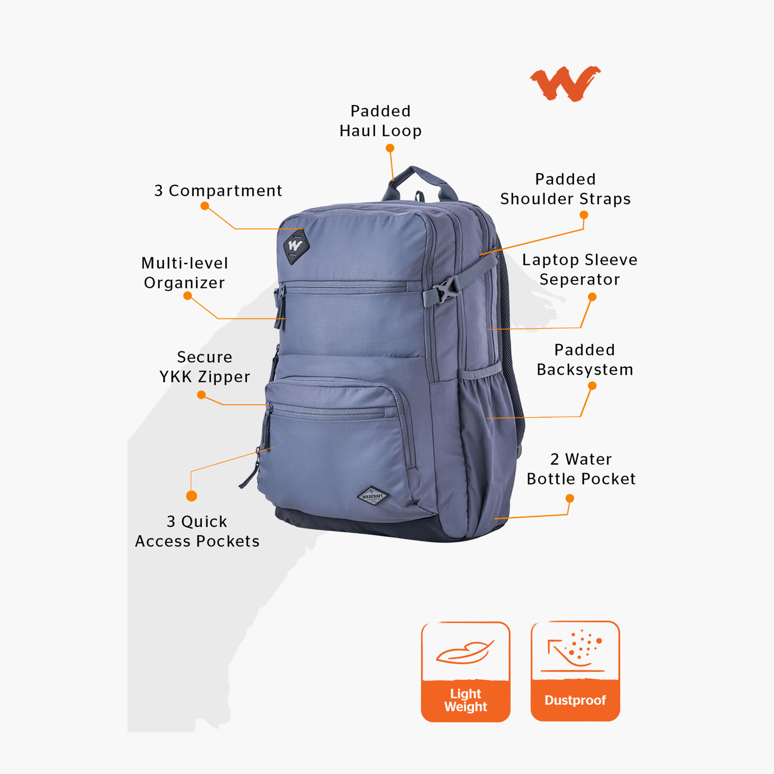 Wildcraft Solid School Backpack with Adjustable Shoulder Straps - 25x32x46 cms-school-bagsandbackpacks-backpacks-image-2
