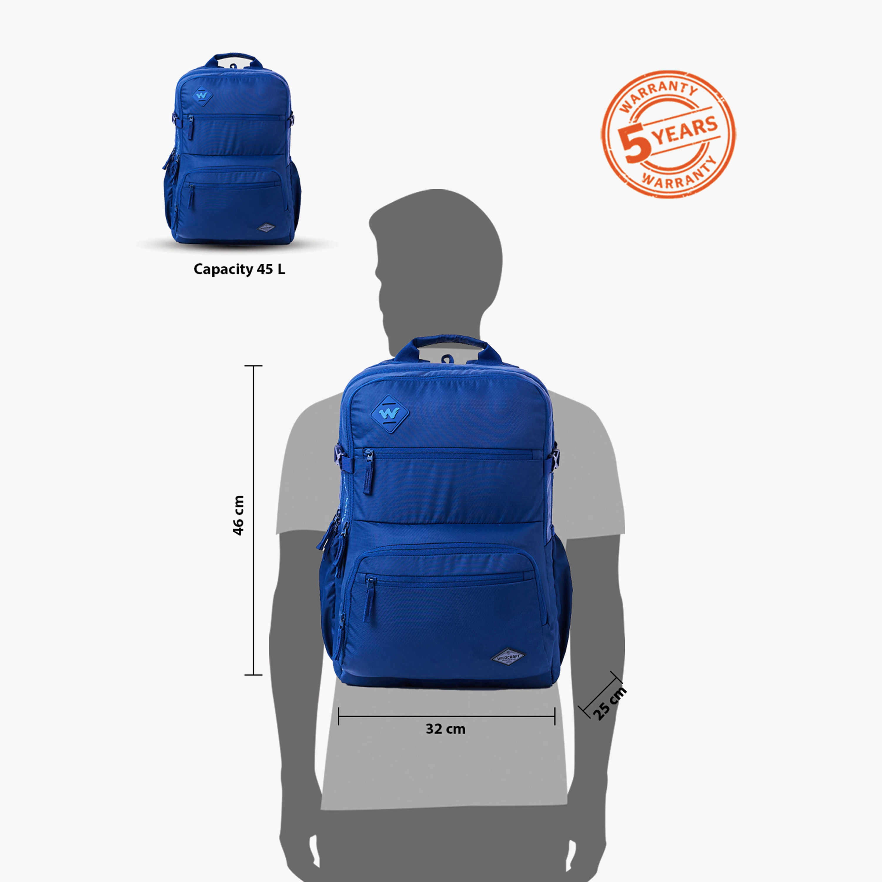 Wildcraft Solid School Backpack with Adjustable Shoulder Straps - 25x32x46 cms-school-bagsandbackpacks-backpacks-image-13