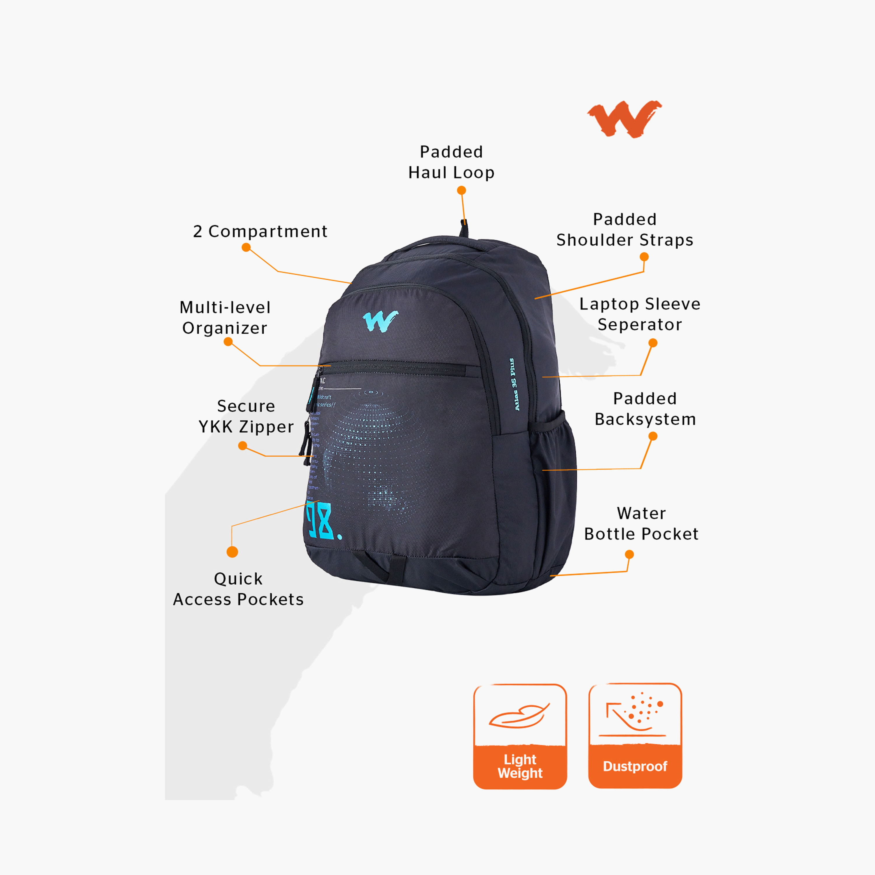 Wildcraft Printed School Backpack with Adjustable Shoulder Straps - 19x32x47 cms-school-bagsandbackpacks-backpacks-image-2