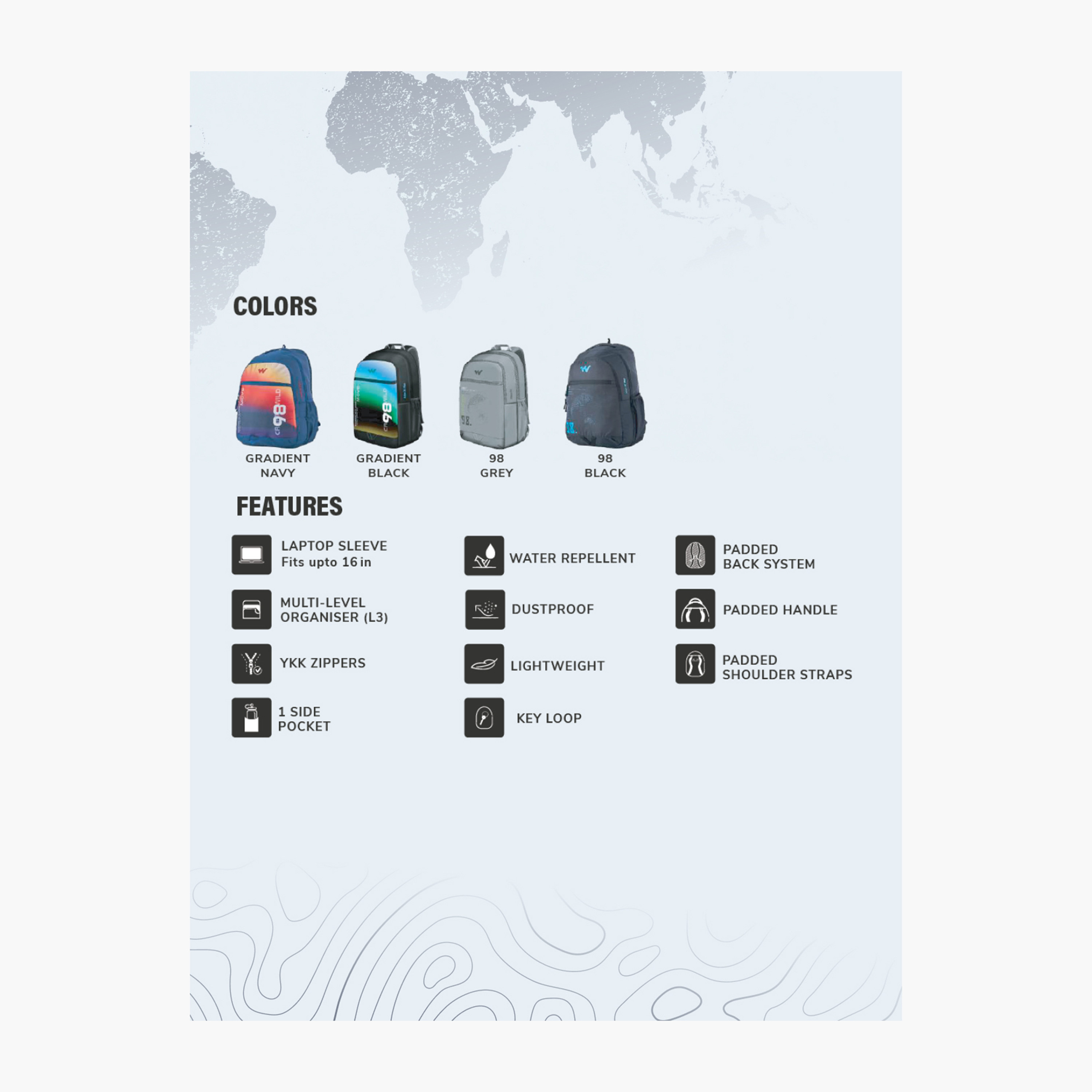 شنطة ظهر بطبعات بحمالات كتف قابلة للتعديل من وايلدكرافت - 19x32x47 سم-school-bagsandbackpacks-backpacks-image-3